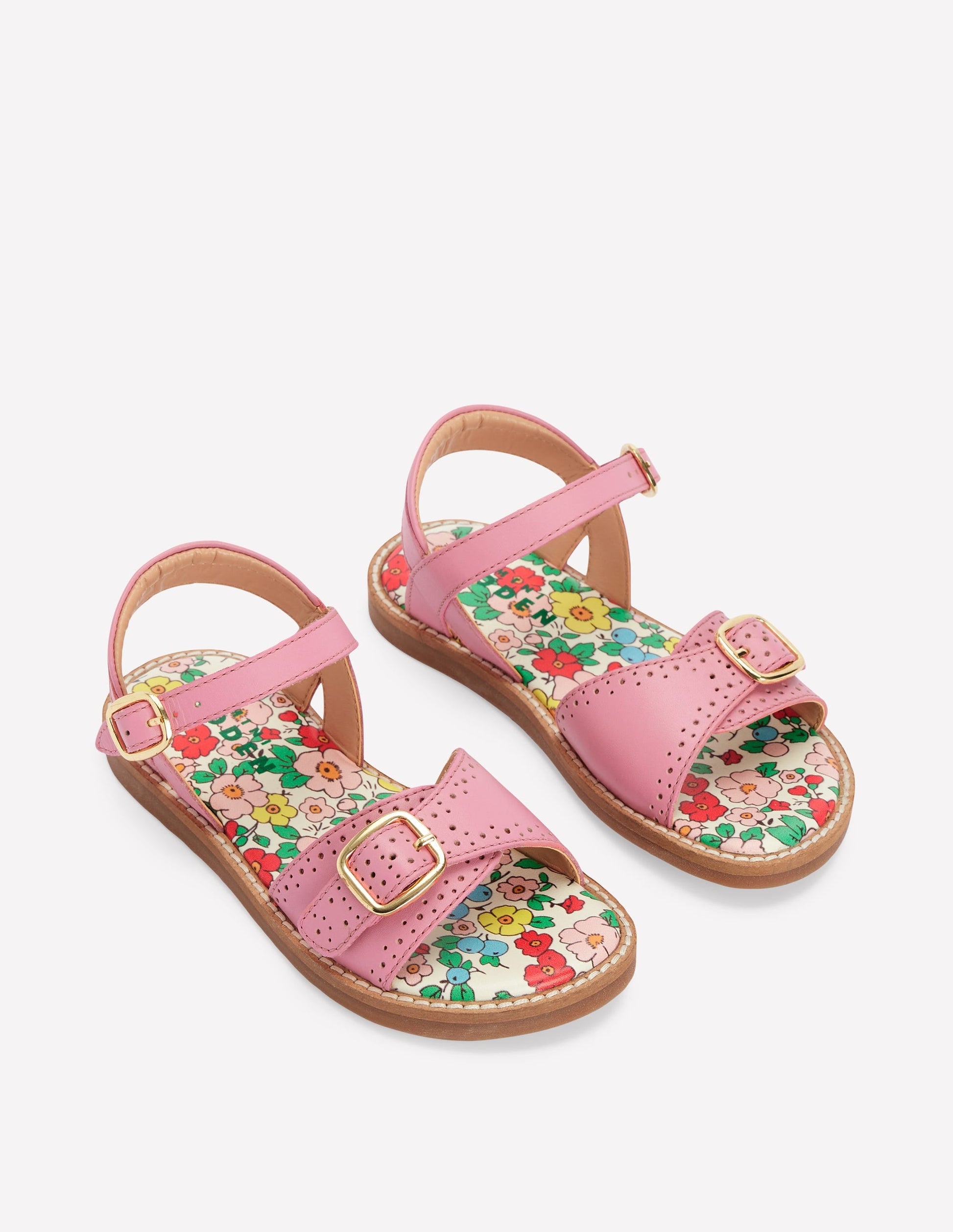 Leather Buckle Sandals-Sea Pink-2