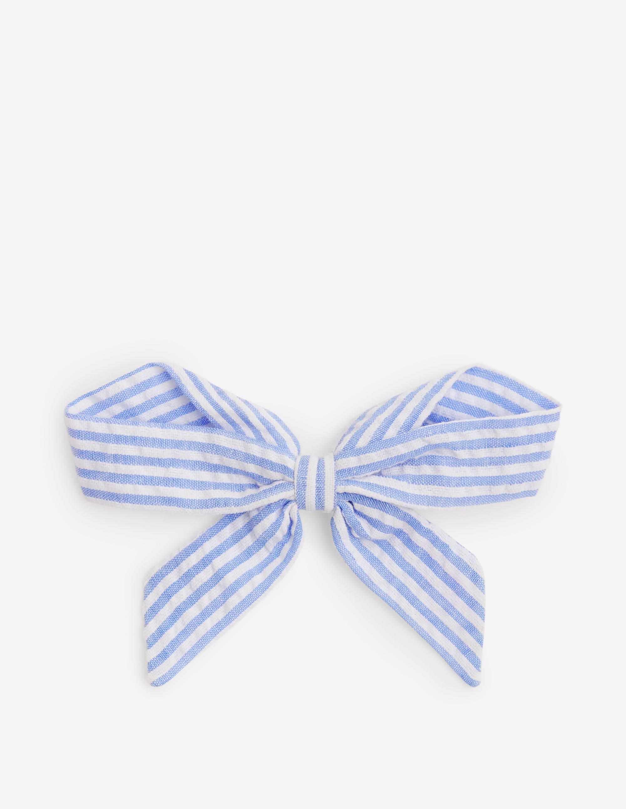 Striped Hair Bow-Blue Ticking - Image 1