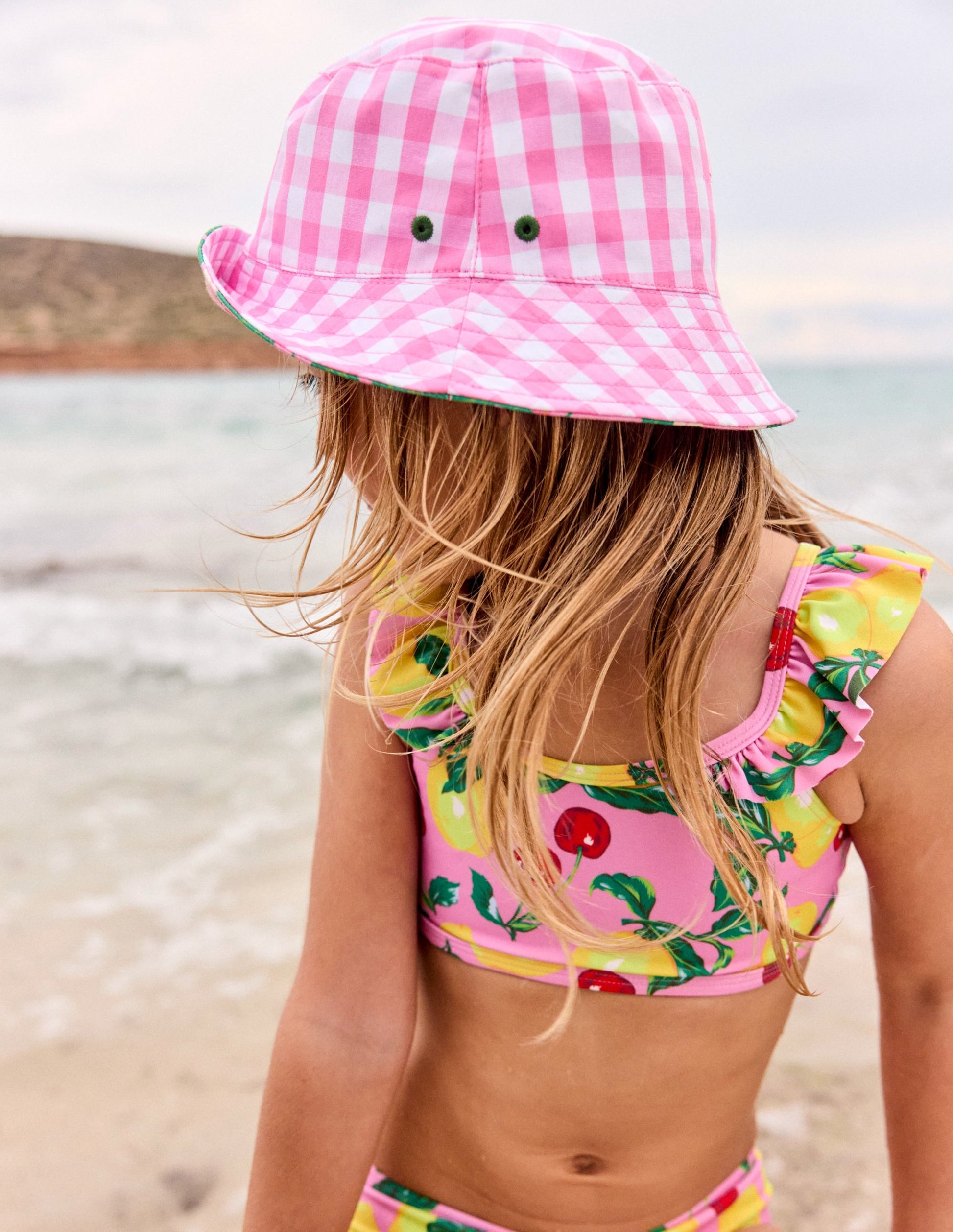 Bucket Hat-Pink Strawberry Gingham-1