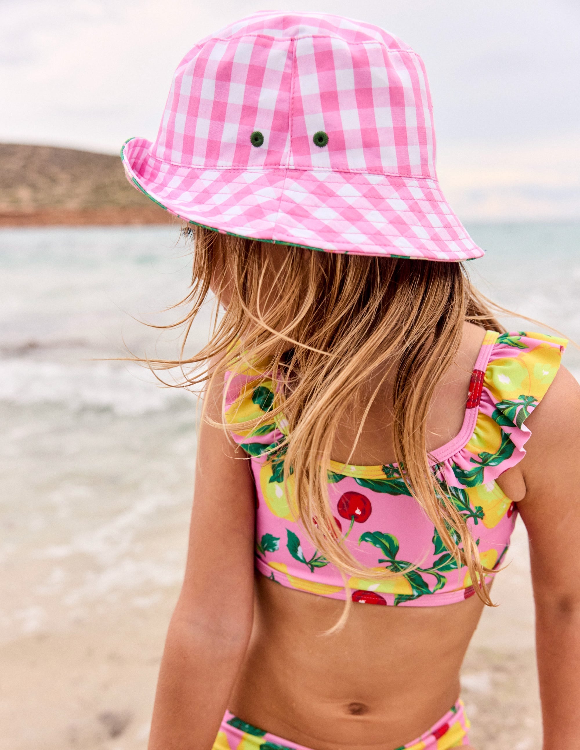 Bucket Hat-Pink Strawberry Gingham - Image 1