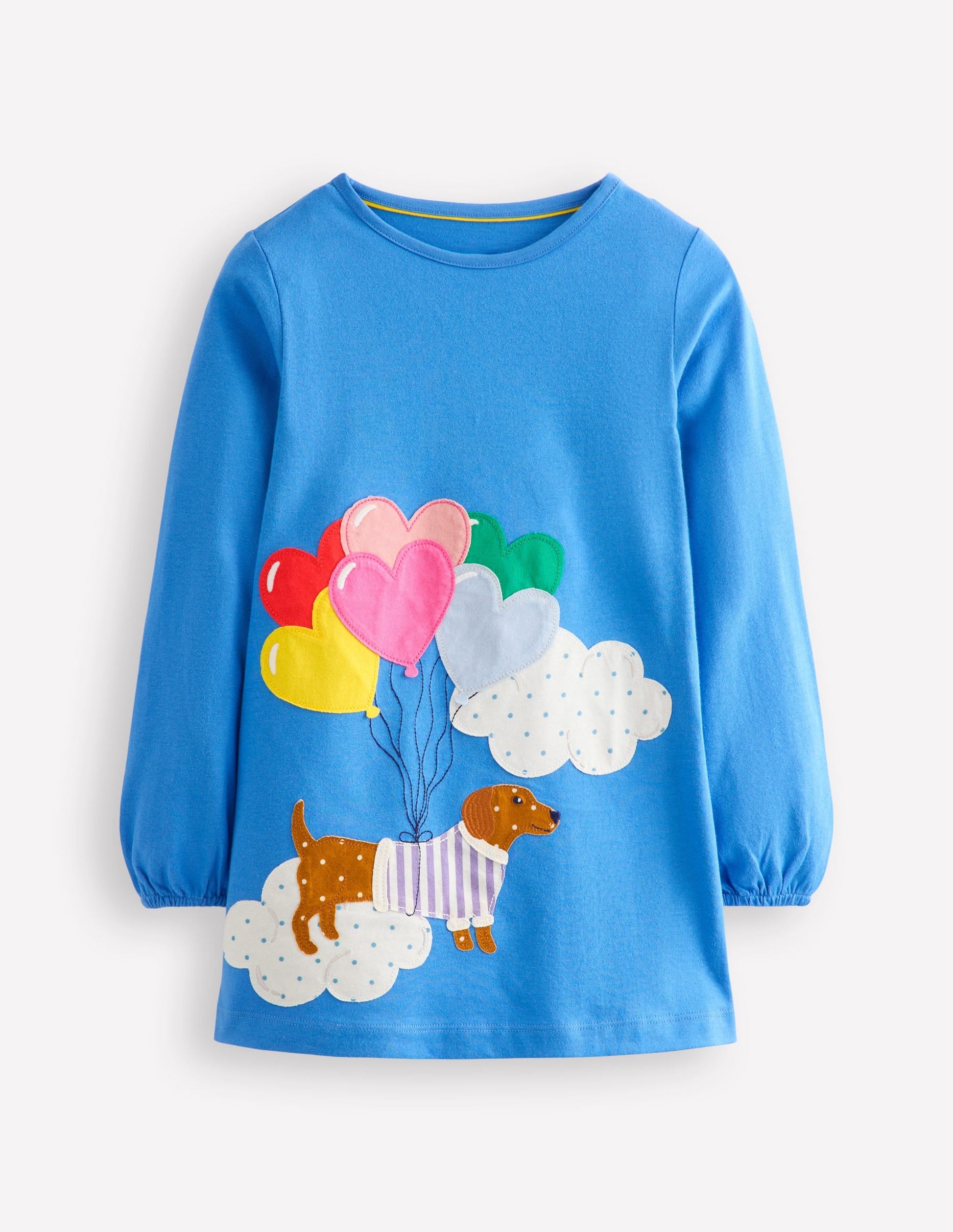 Appliqué Jersey Tunic-Peacock Plume Blue Dog-1