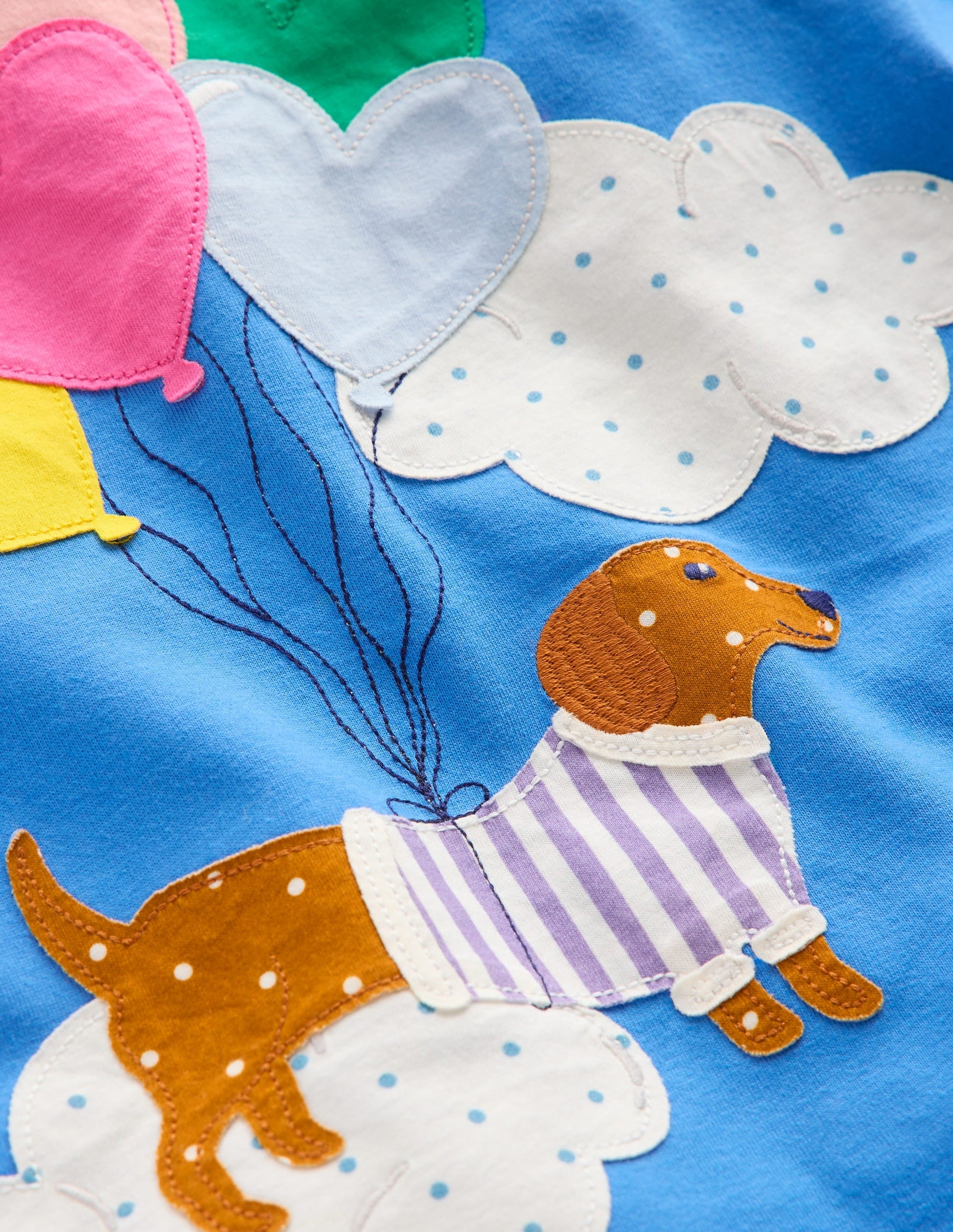 Appliqué Jersey Tunic-Peacock Plume Blue Dog-3