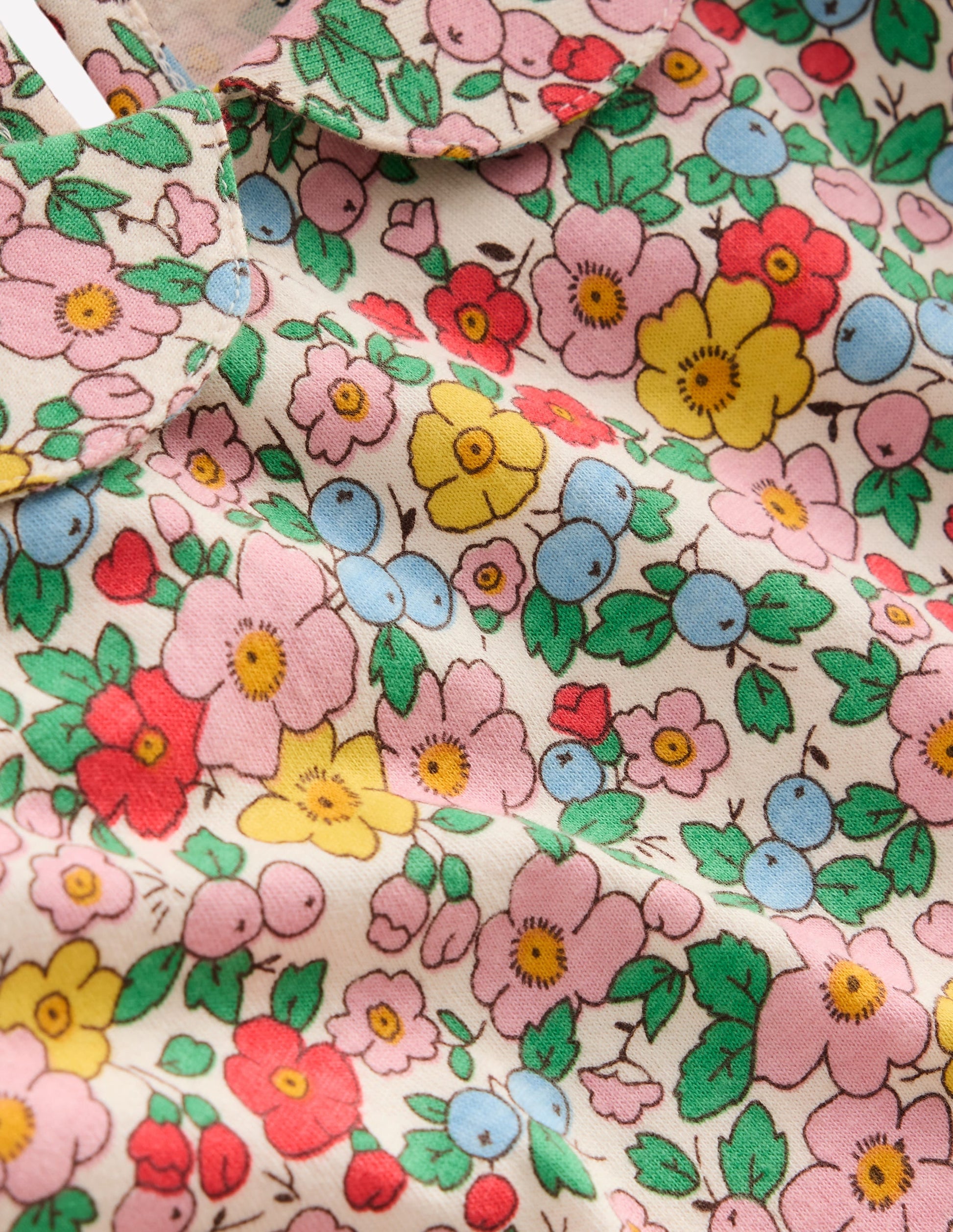 Collared Jersey Top-Vanilla Apple Blossom Floral-3