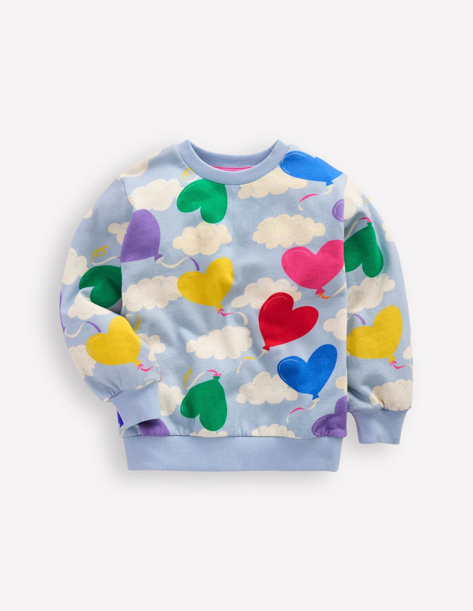 Printed Relaxed Sweatshirt-Misty Blue Balloon Sky-1