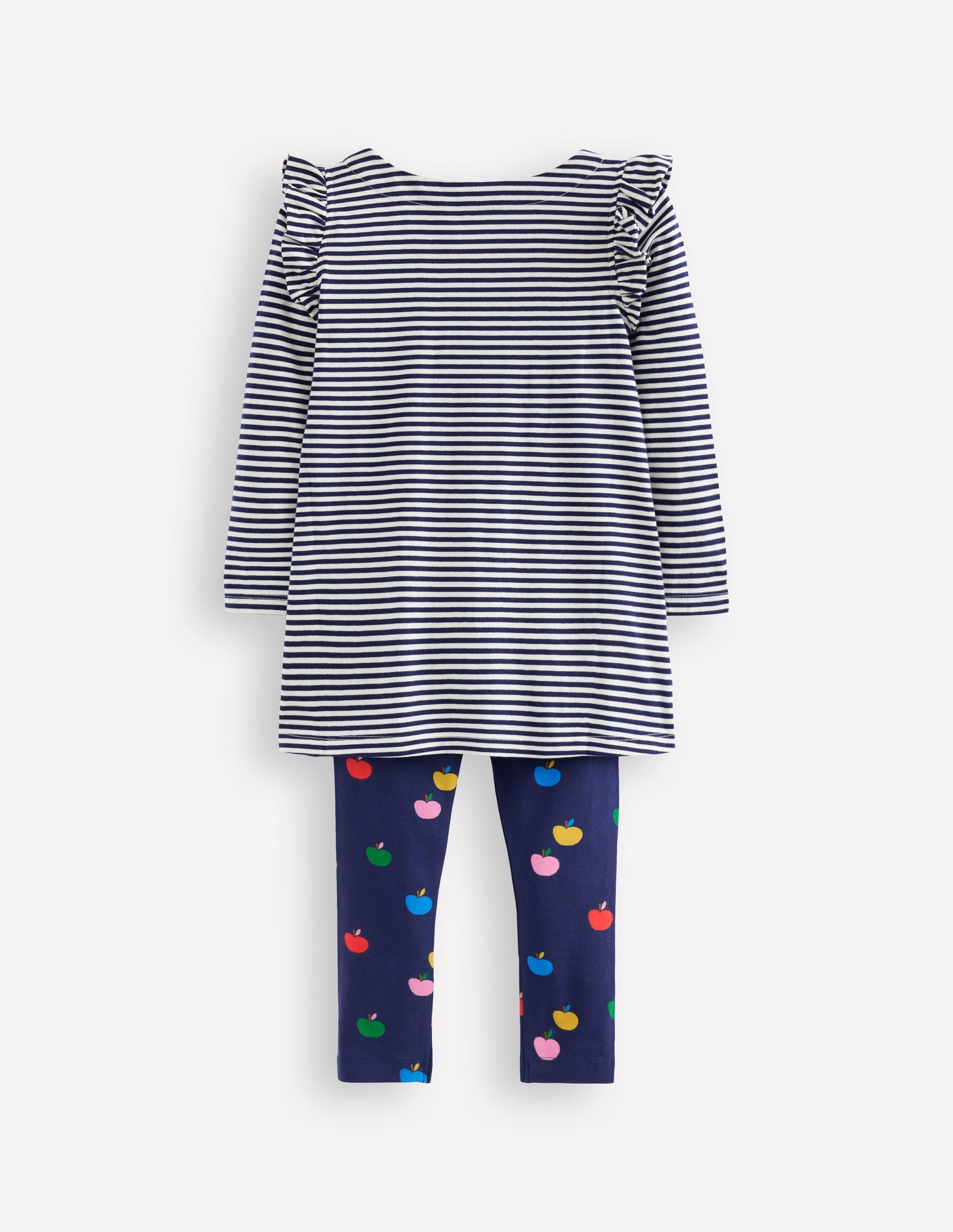 Frill Tunic Leggings Set-College Navy/ Ivory Apples-2