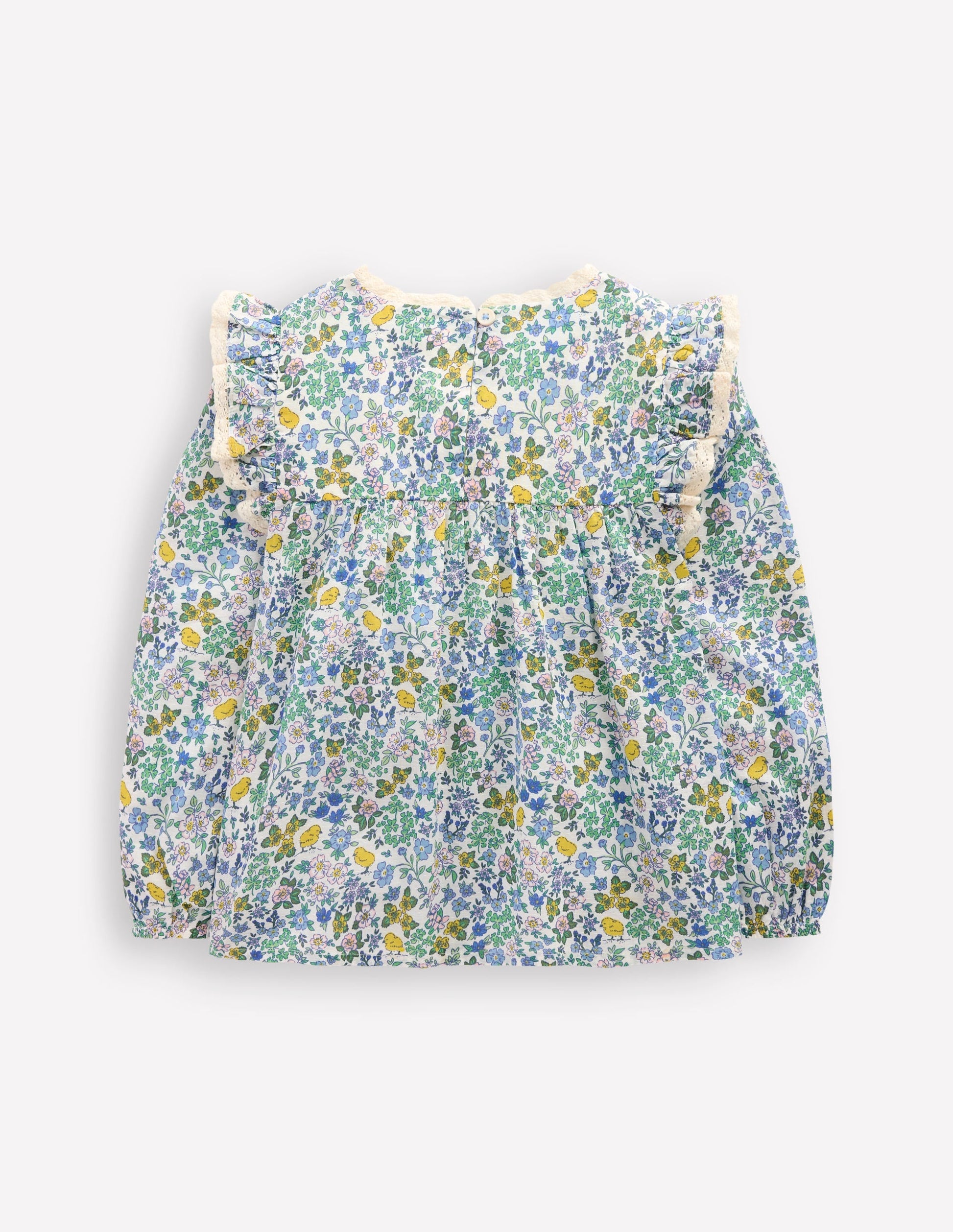 Smocked Ruffle Blouse-Vanilla White Chick Floral-3