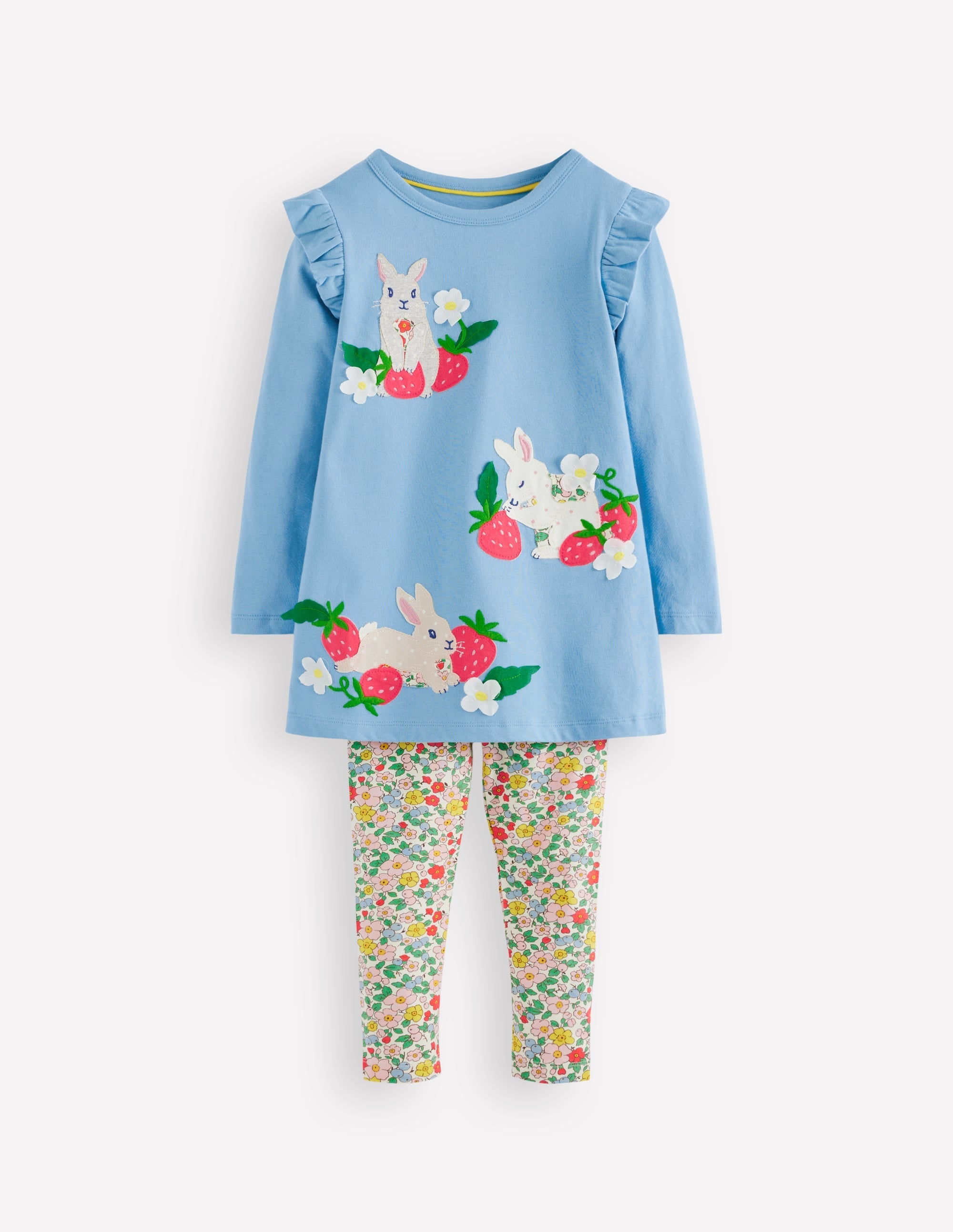 Appliqué Tunic and Legging Set-Glacier Blue Bunnies - Image 1