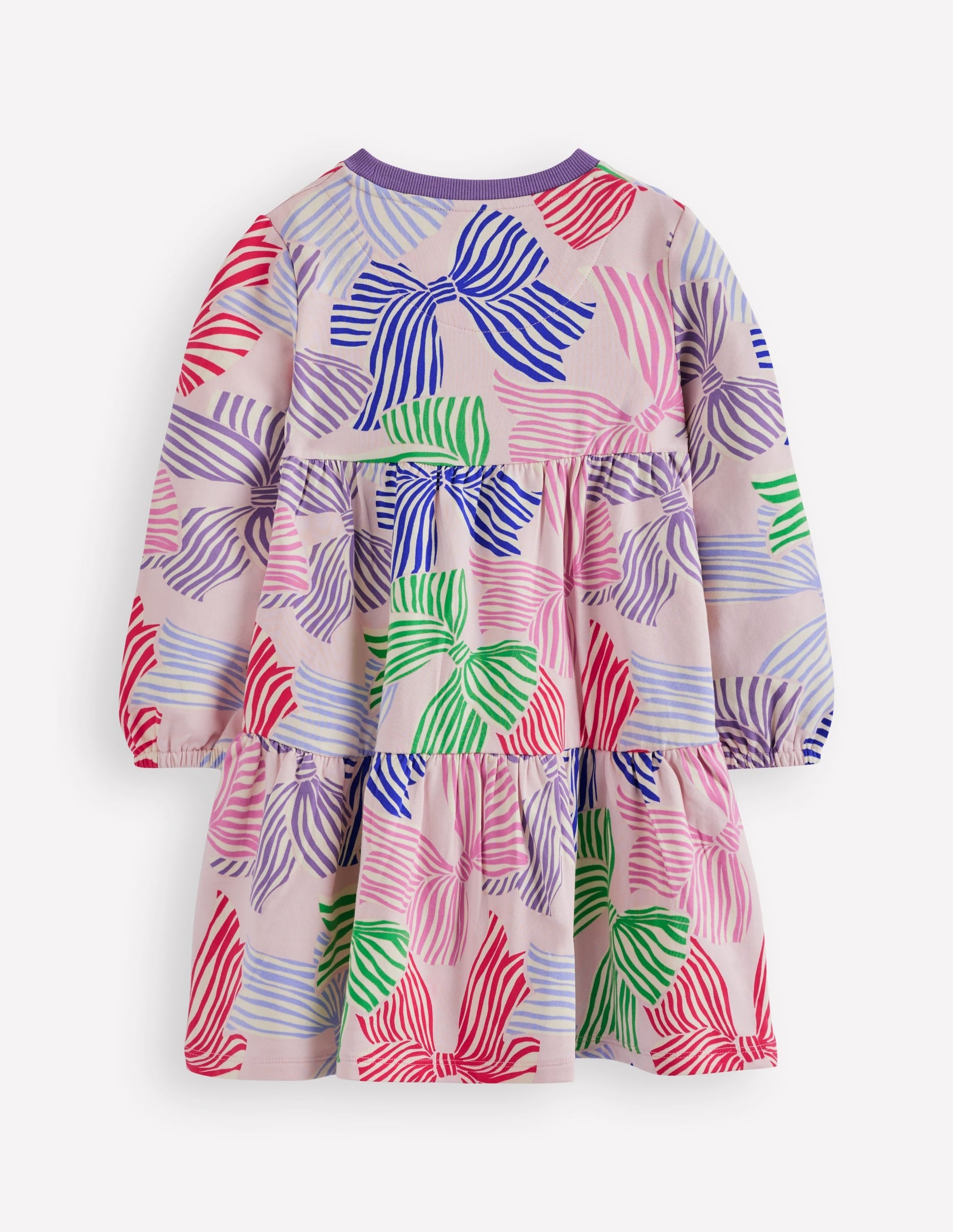 Dixie Tiered Sweatshirt Dress-French Pink Bows-2