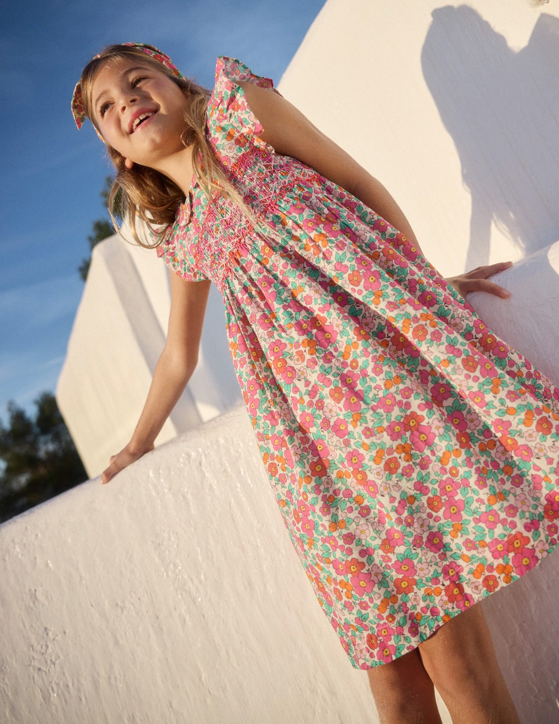Adeline Smocked Dress-Pink Apple Blossom Floral-1