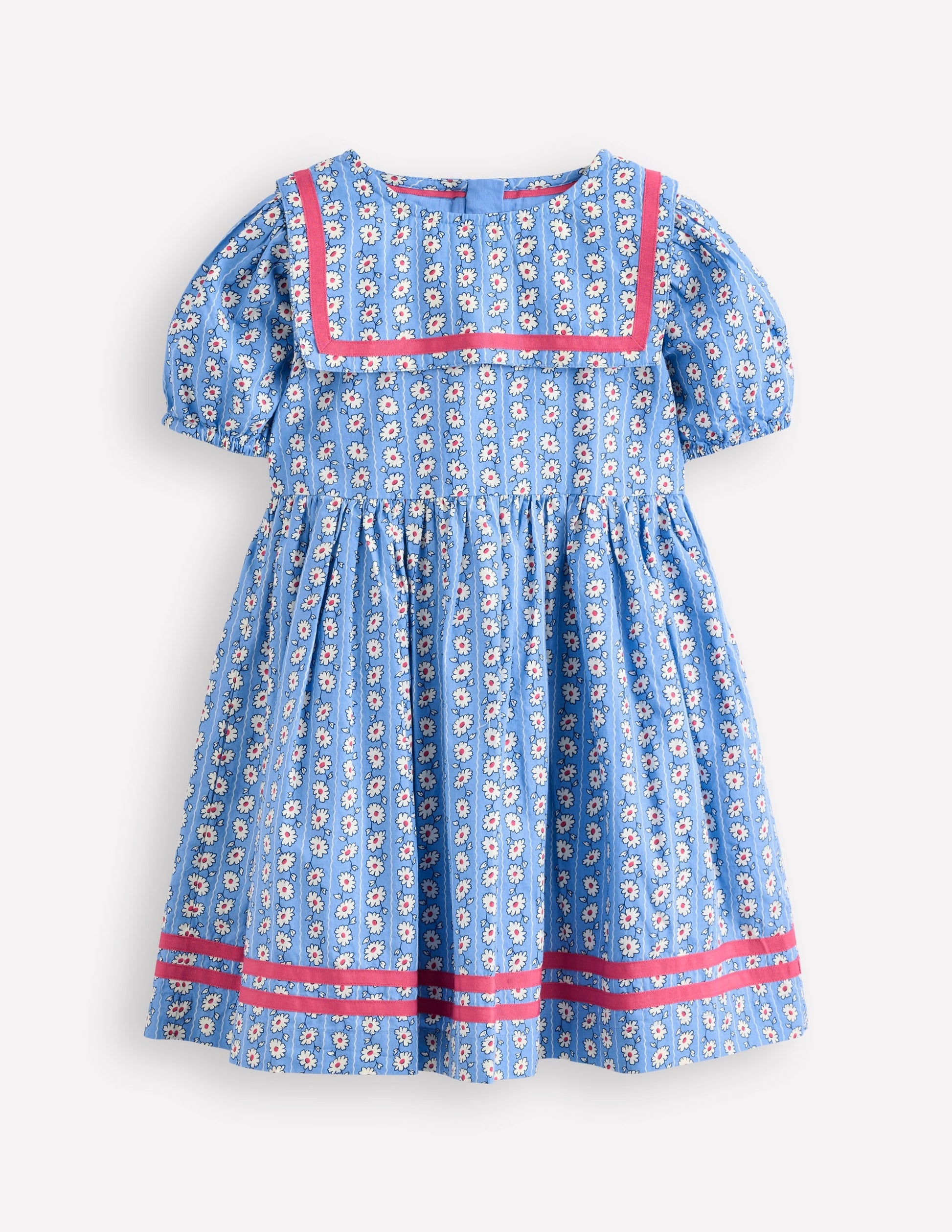 Heritage Sailor Dress-Arctic Blue Daisy Stripe-3