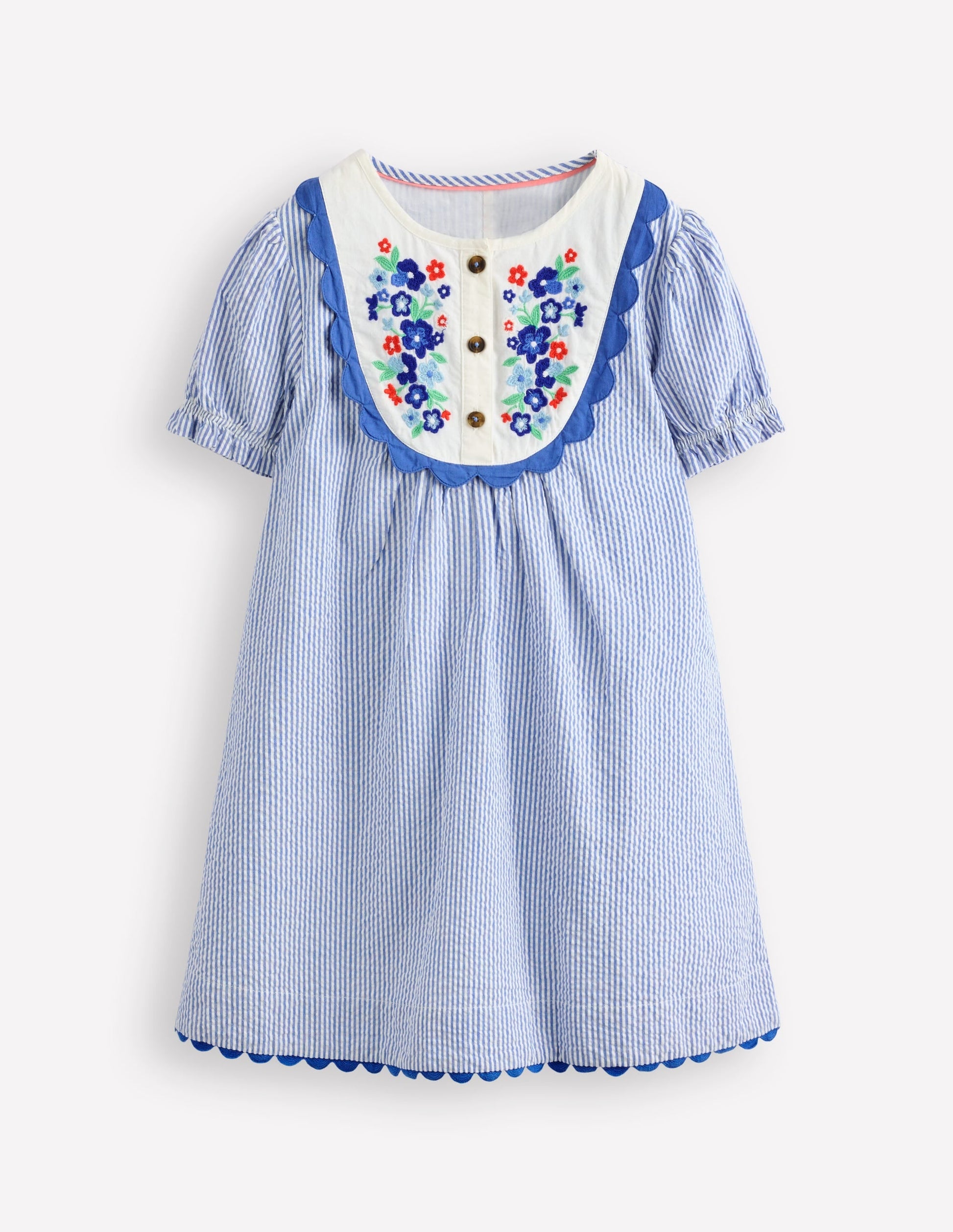 Embroidered Yoke Dress-Peacock Plume Blue-2