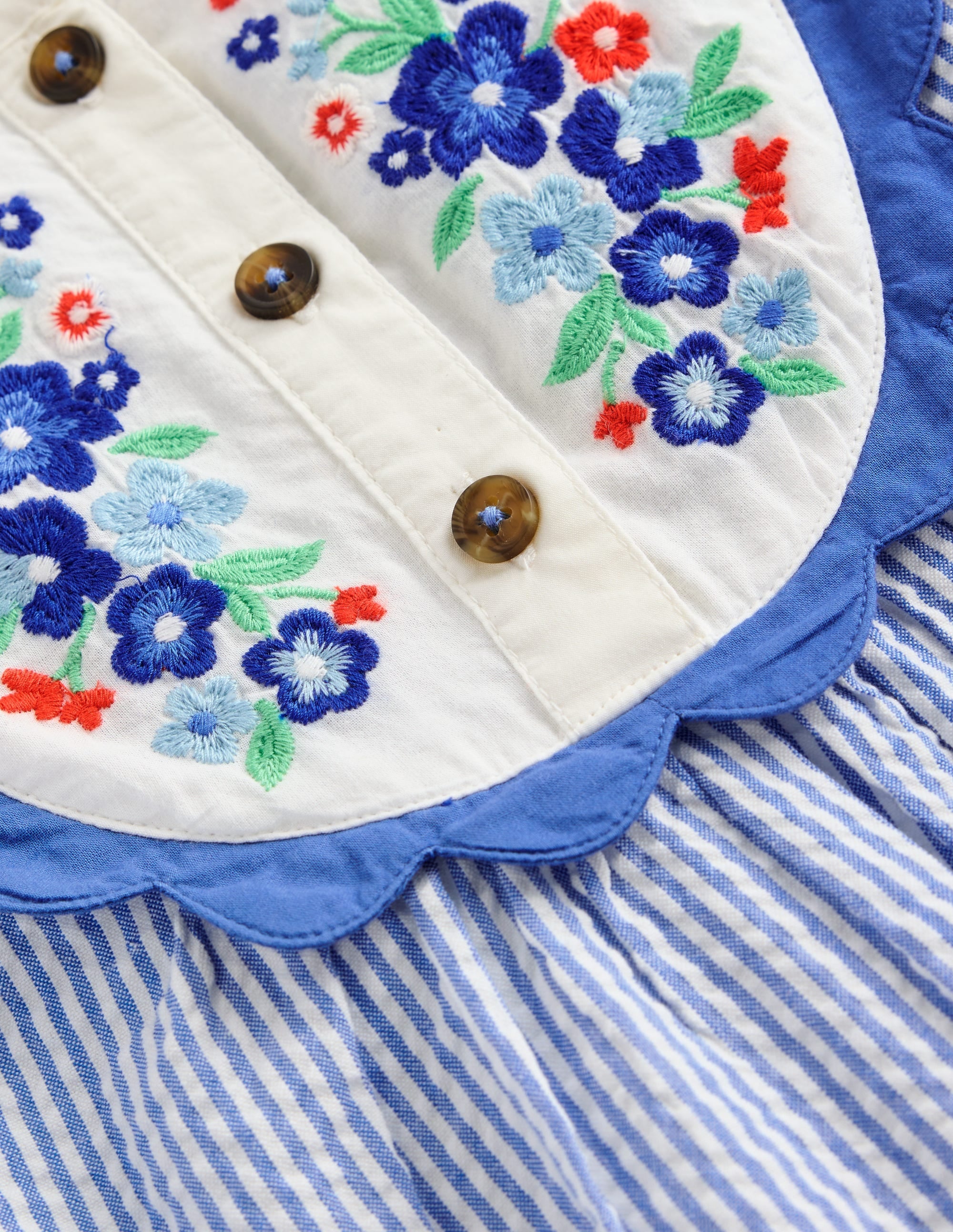 Embroidered Yoke Dress-Peacock Plume Blue - Image 4