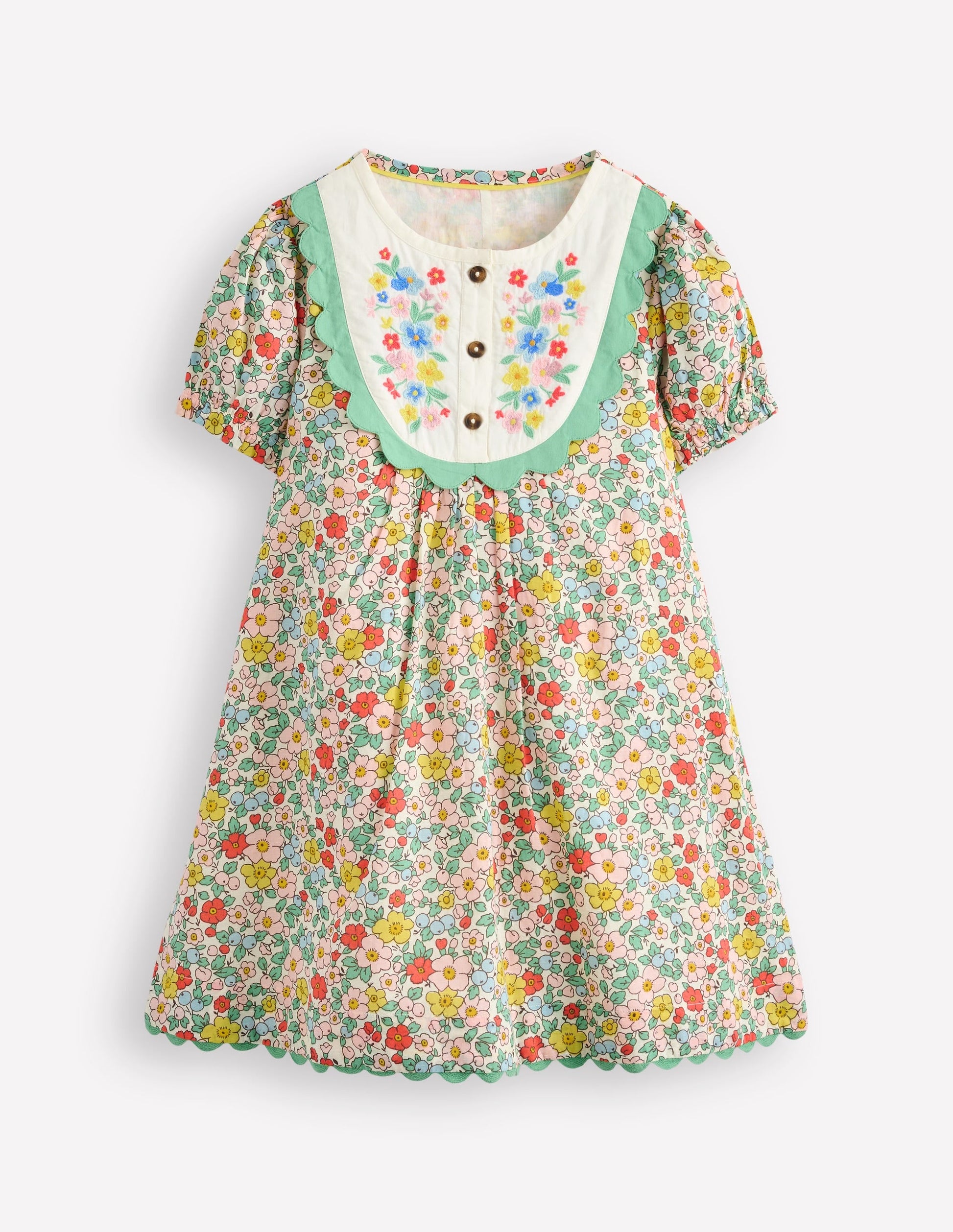Embroidered Yoke Dress-Vanilla White Apple Blossom-1