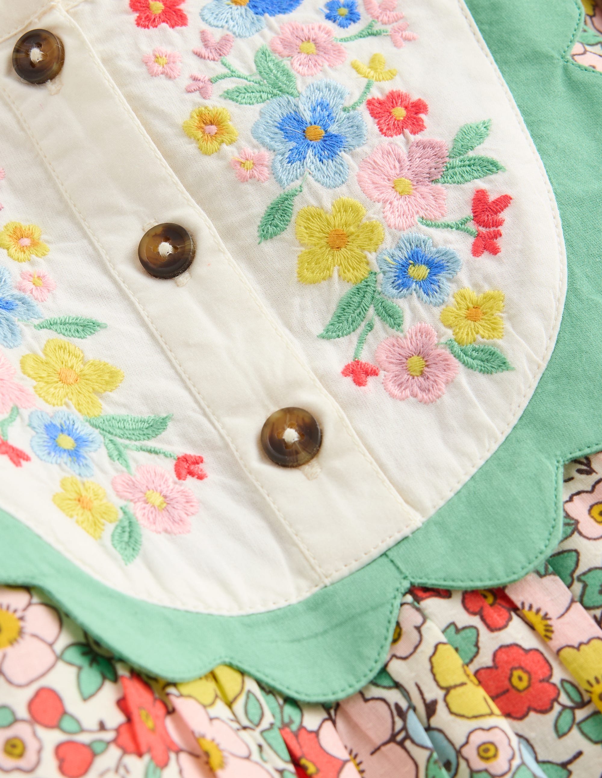 Embroidered Yoke Dress-Vanilla White Apple Blossom - Image 3