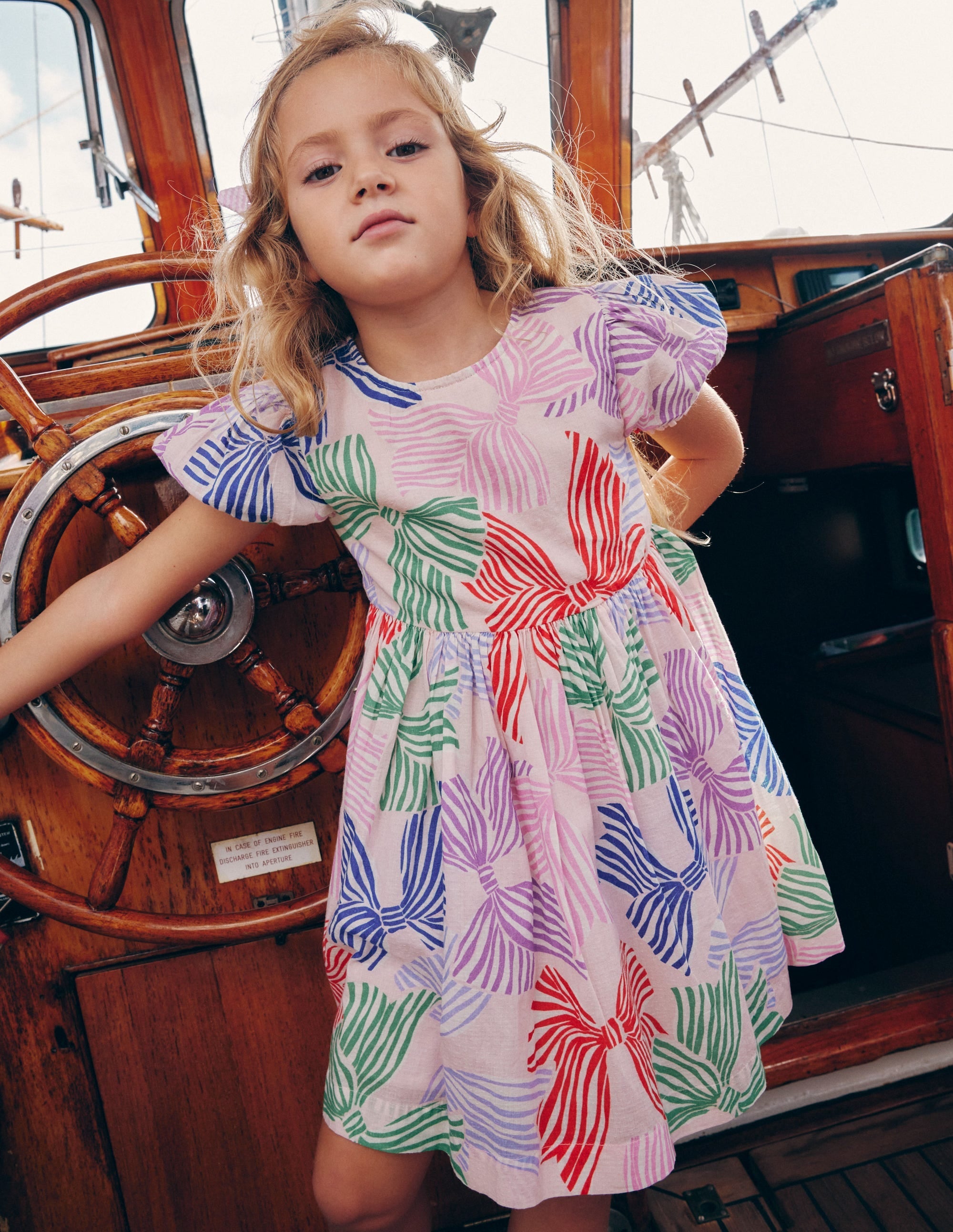 Madeline Woven Dress-French Pink Bows - Image 1