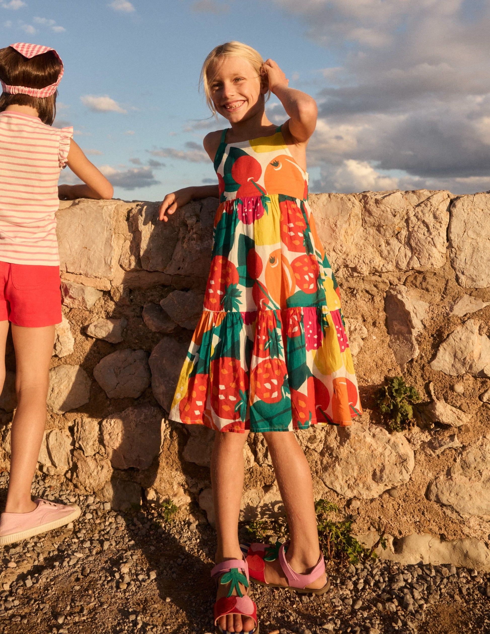 Aurelia Tiered Twirly Dress-Multi Giant Fruit-4