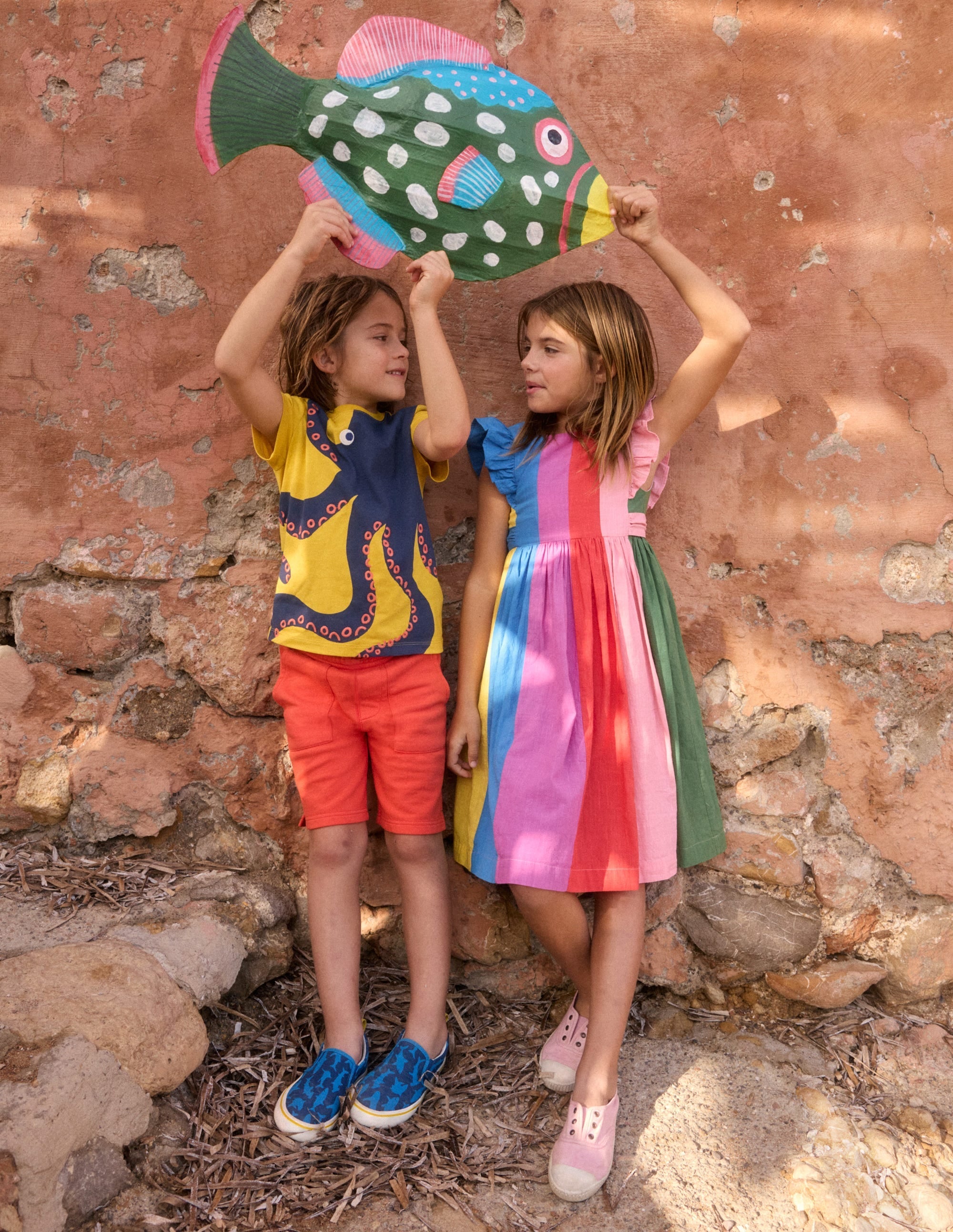 Bow Back Midi Dress-Multi Rainbow - Image 4
