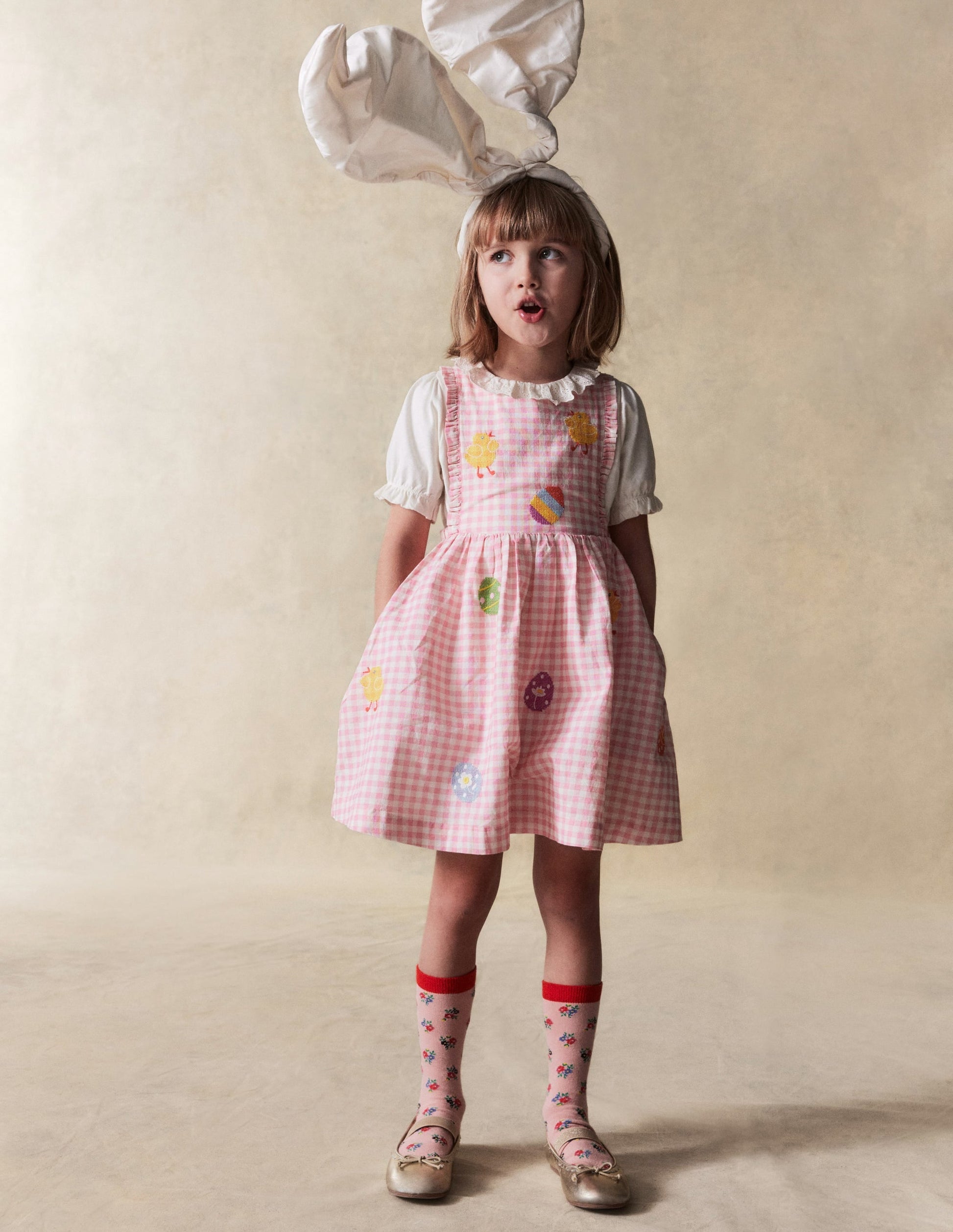Pinafore Dress-Pink Gingham Easter-1