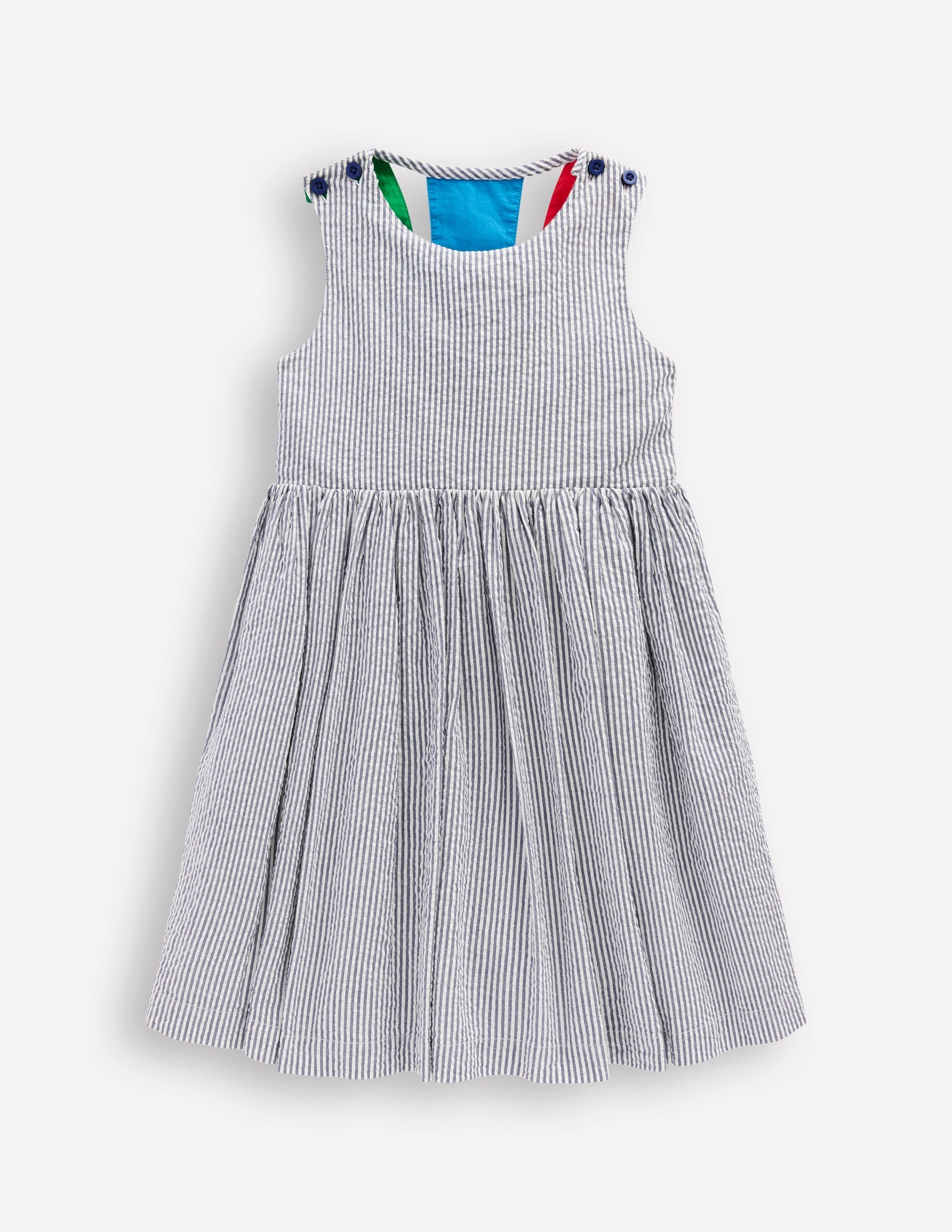 Applique Cross-Back Dress-Navy/ Ivory Stripe Sunray - Image 1