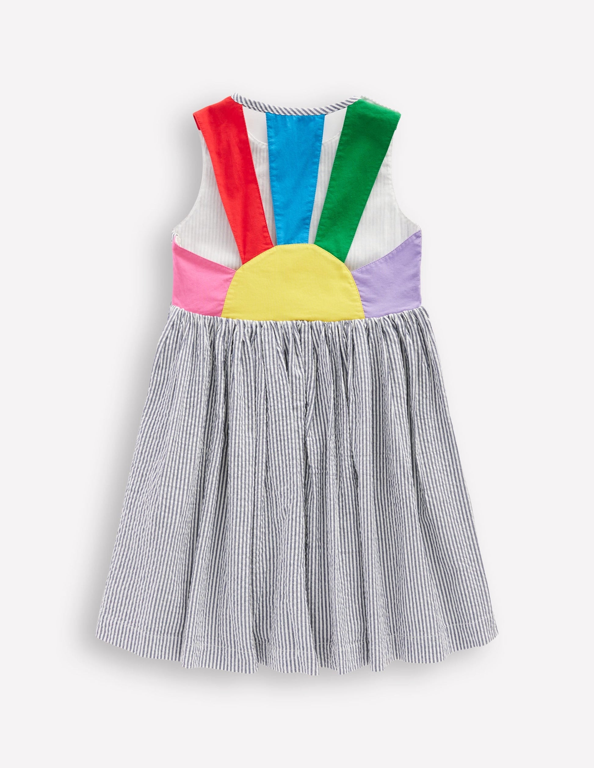 Applique Cross-Back Dress-Navy/ Ivory Stripe Sunray-2