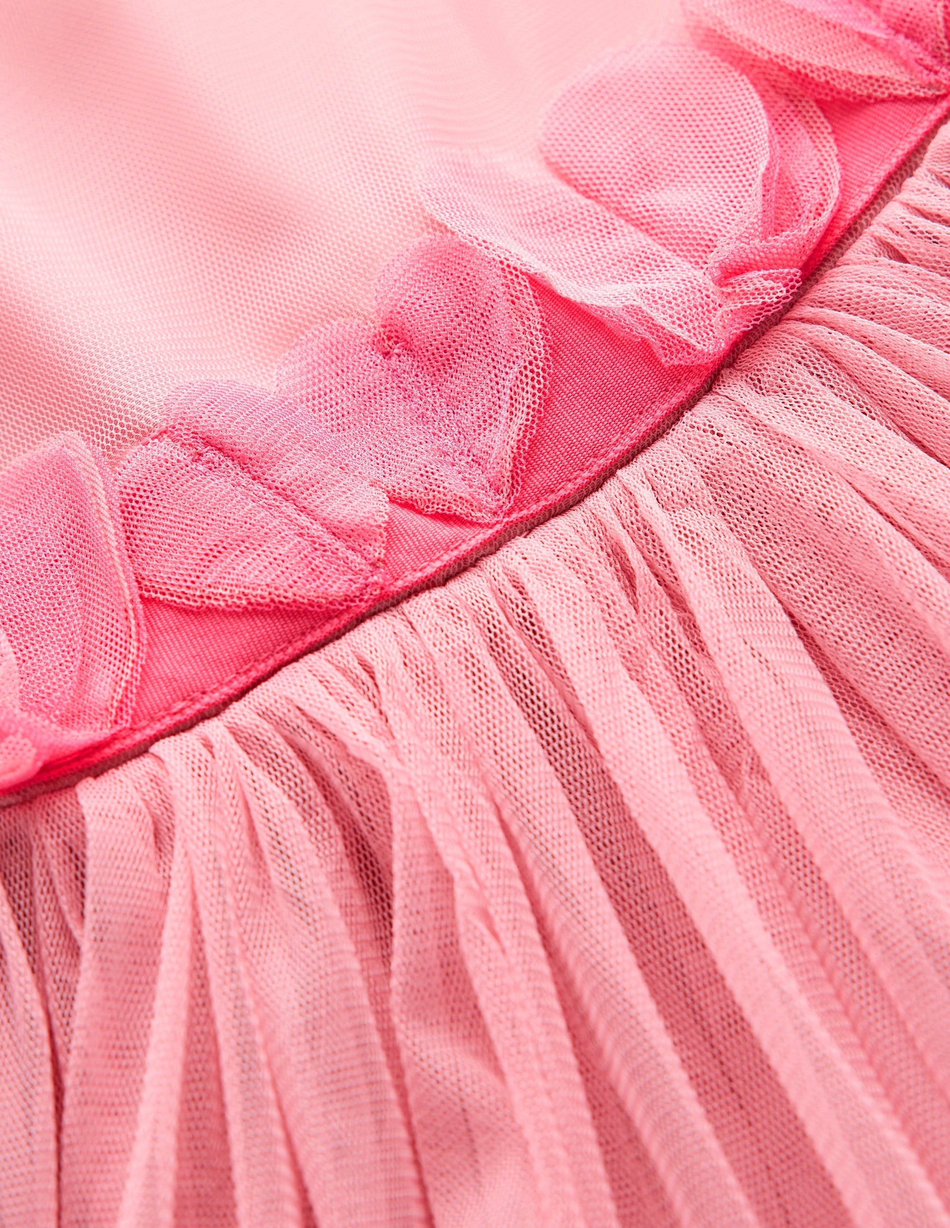 Ruffle Hem Tulle Dress-Vintage Pink-3
