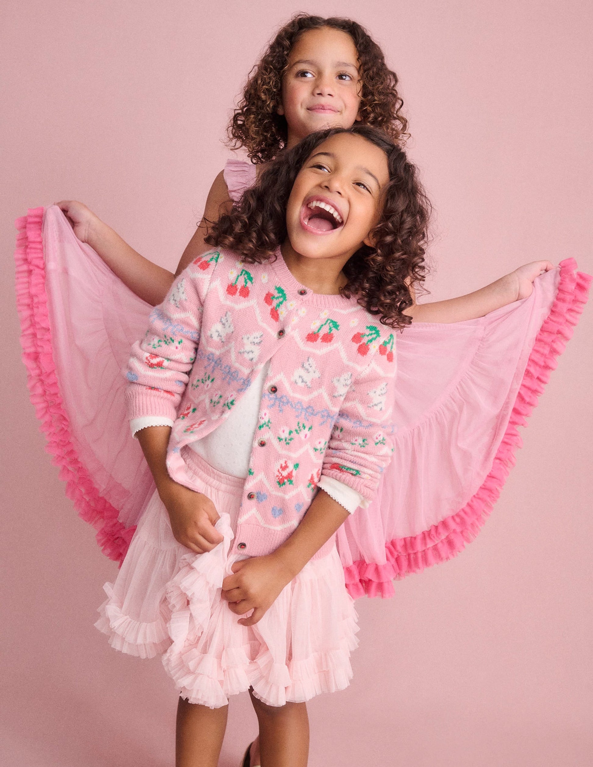 Ruffle Hem Tulle Dress-Vintage Pink-5