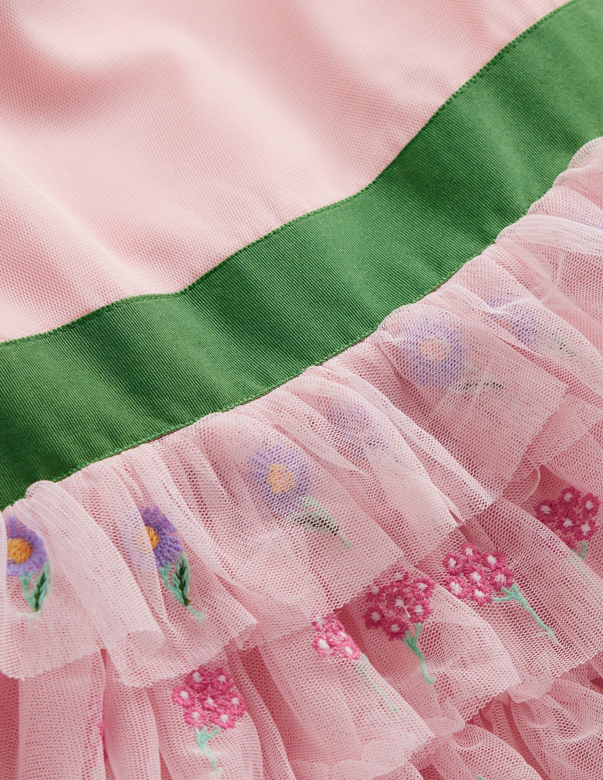 Embroidered Tulle Dress-Chalk Pink Flowers - Image 4