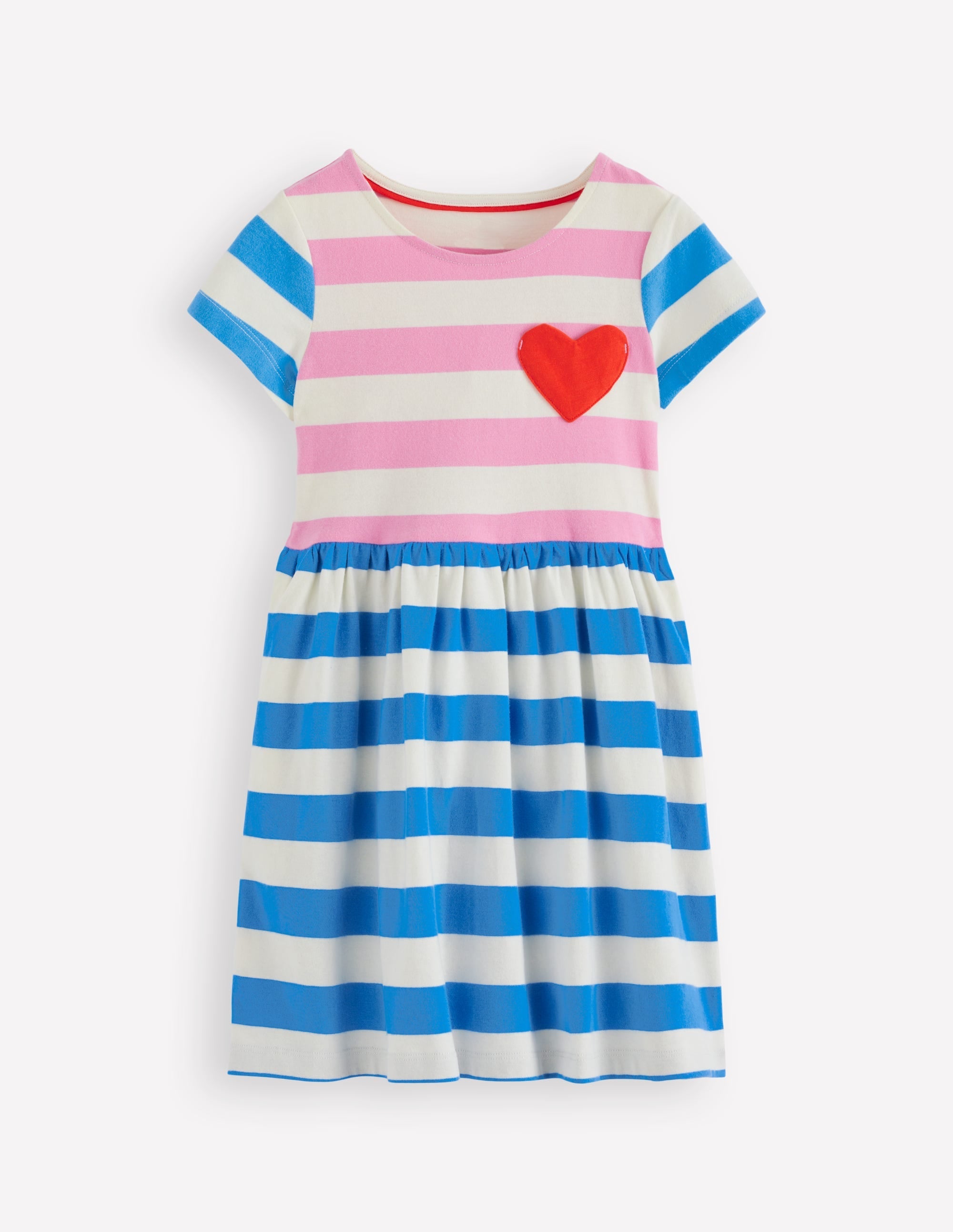 Heart Pocket Fun Jersey Dress-Multi Hotchpotch Stripe - Image 1