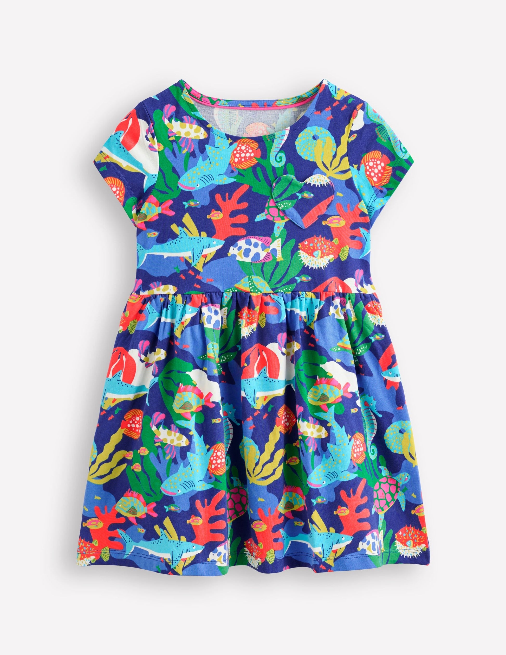 Heart Pocket Fun Jersey Dress-Multi Coral Reef-1