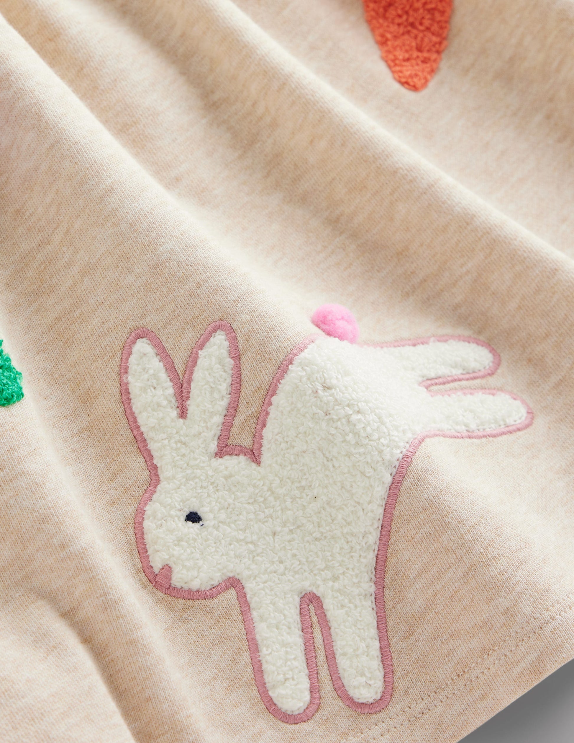Boucle Appliqué Sweat Dress-Oatmeal Marl Easter Patches-3