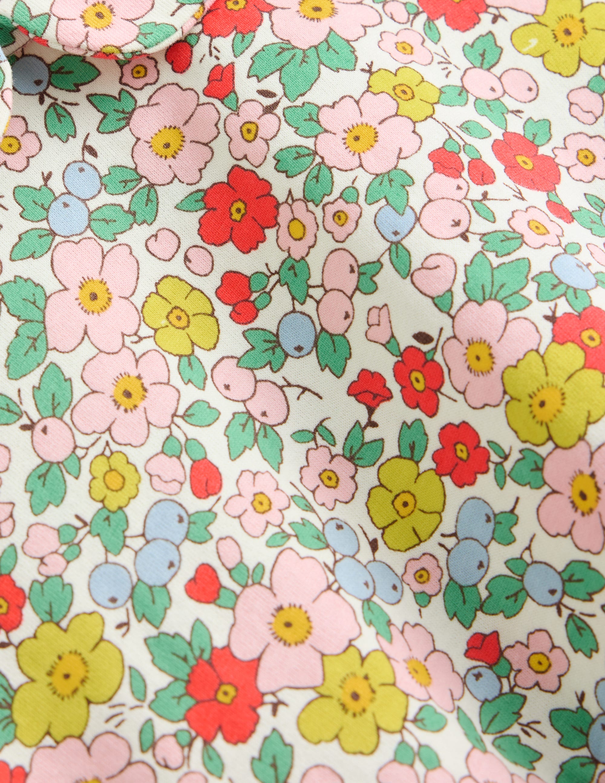Peter Pan Collar Jersey Dress-Vanilla Apple Blossom Floral - Image 2