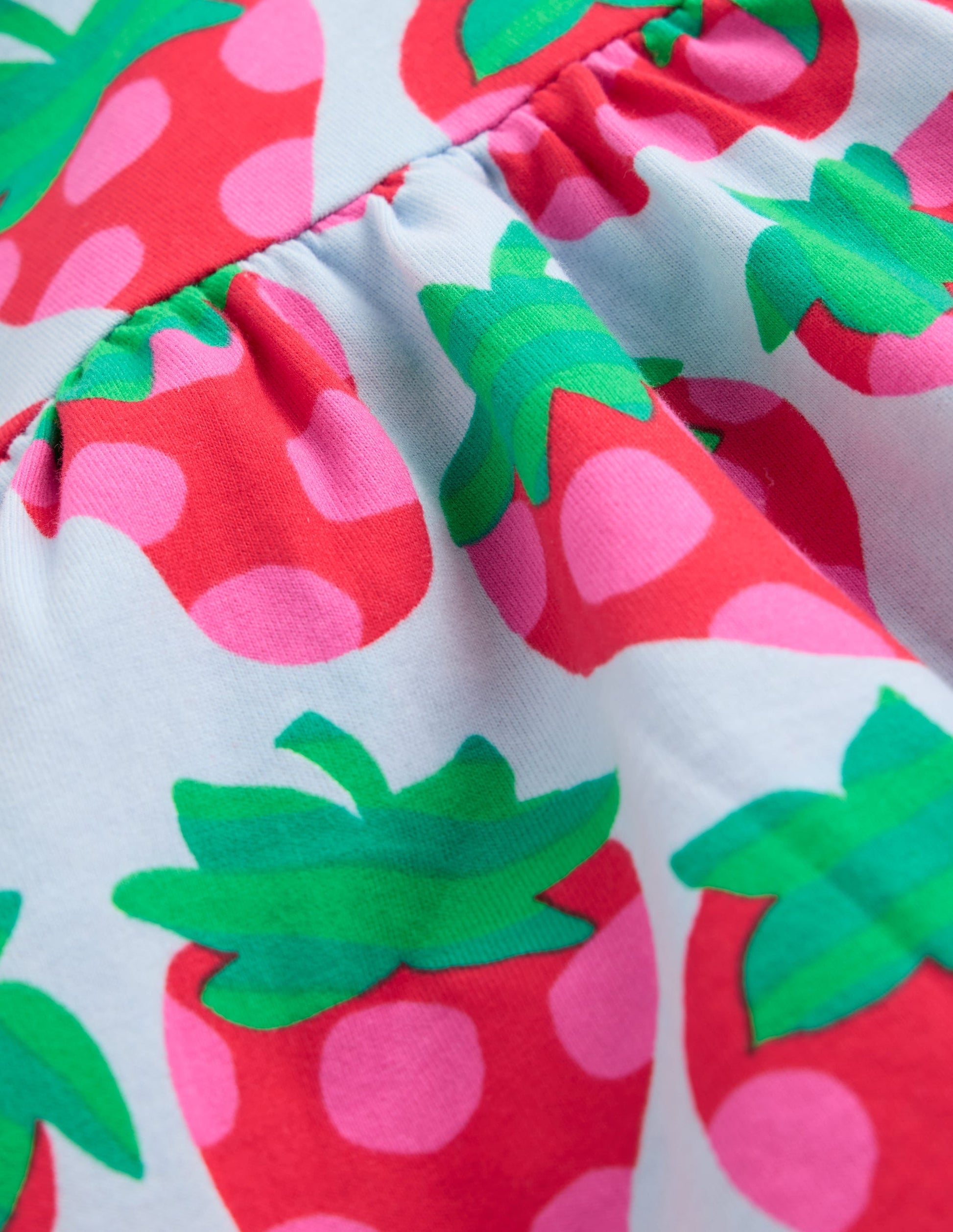 Frill Sleeve Jersey Dress-Misty Blue Spotty Strawberry-3