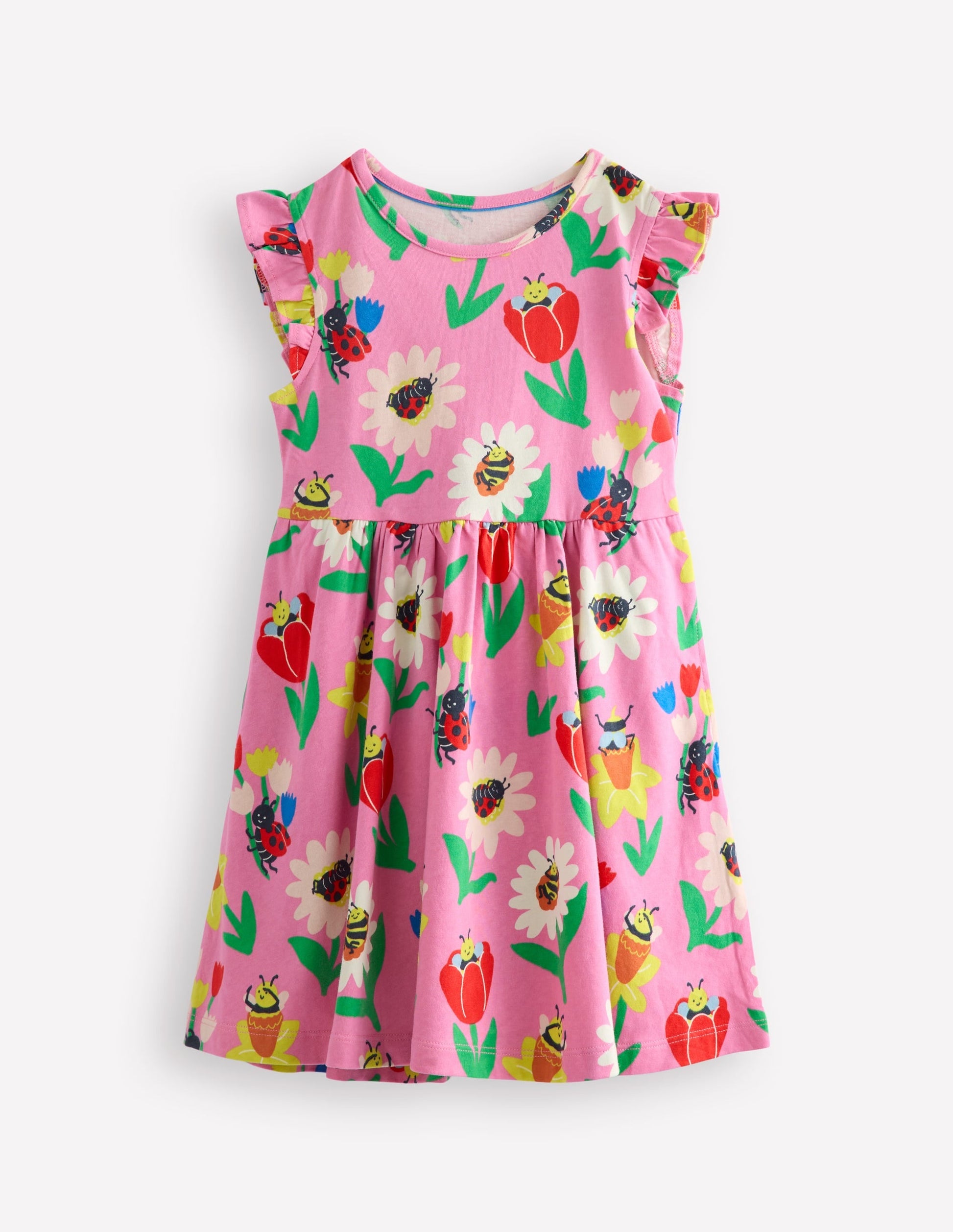 Frill Sleeve Jersey Dress-Sugared Lilac Spring Garden-1