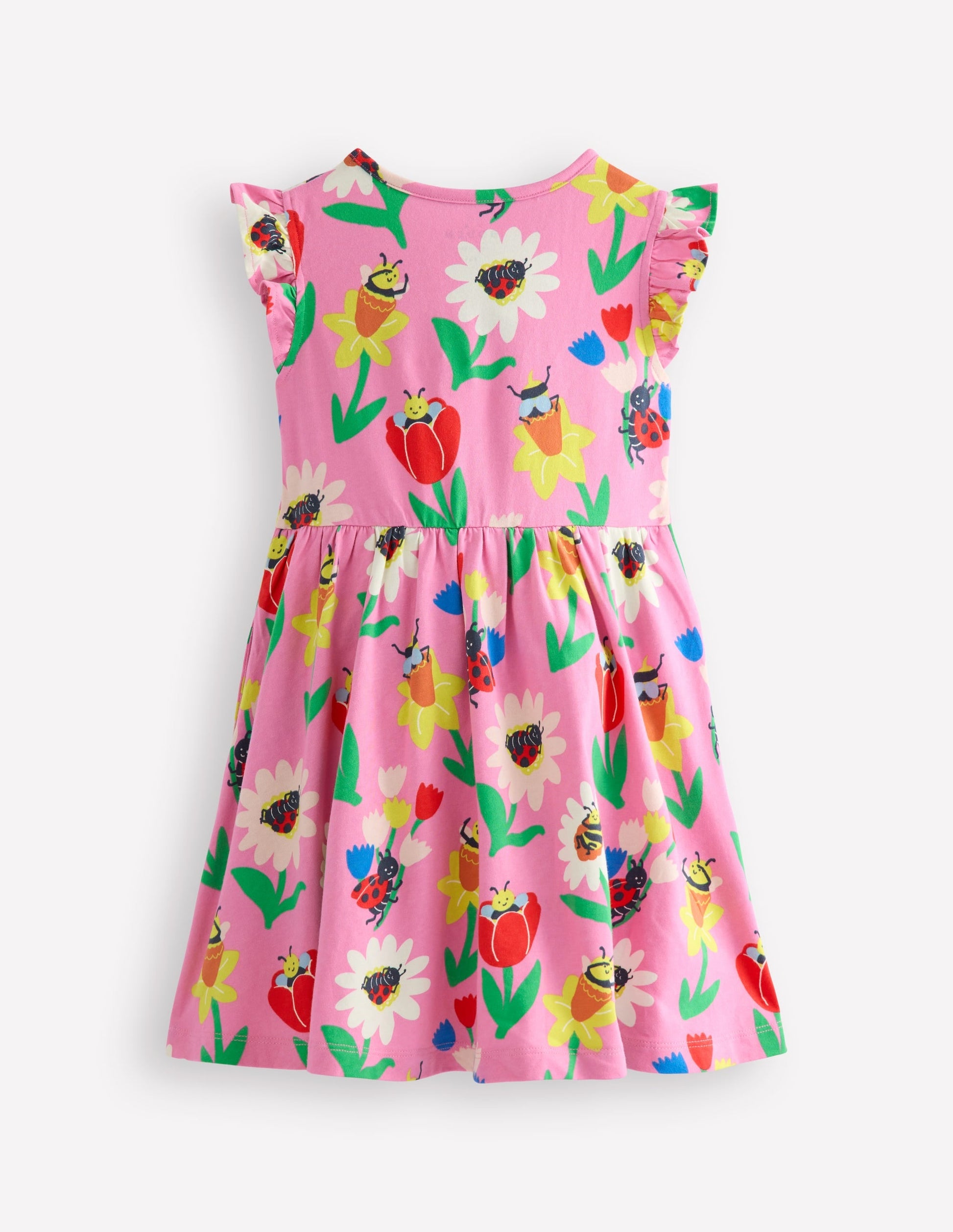 Frill Sleeve Jersey Dress-Sugared Lilac Spring Garden-2