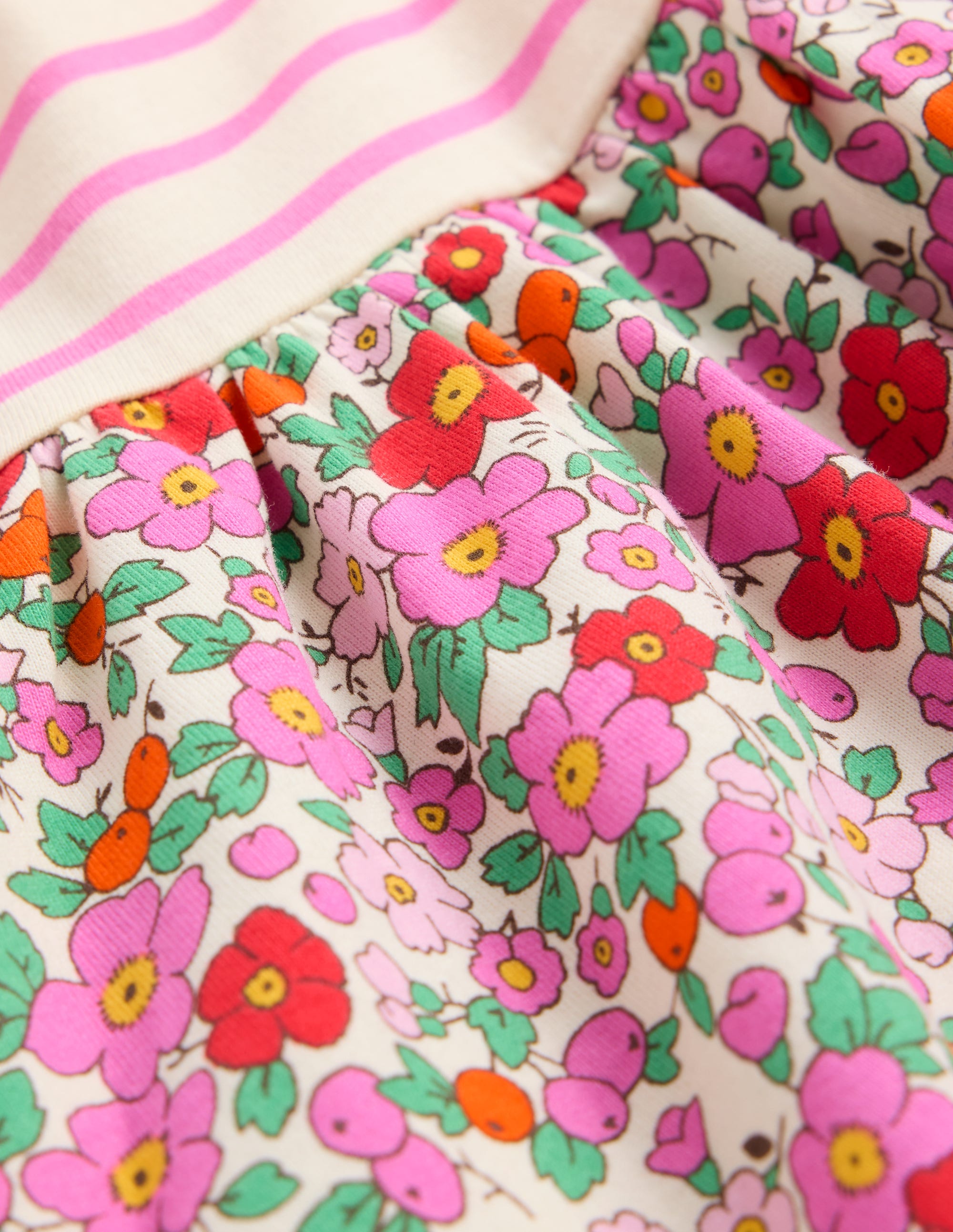 Frill Sleeve Jersey Dress-Pink Apple Blossom Floral - Image 3