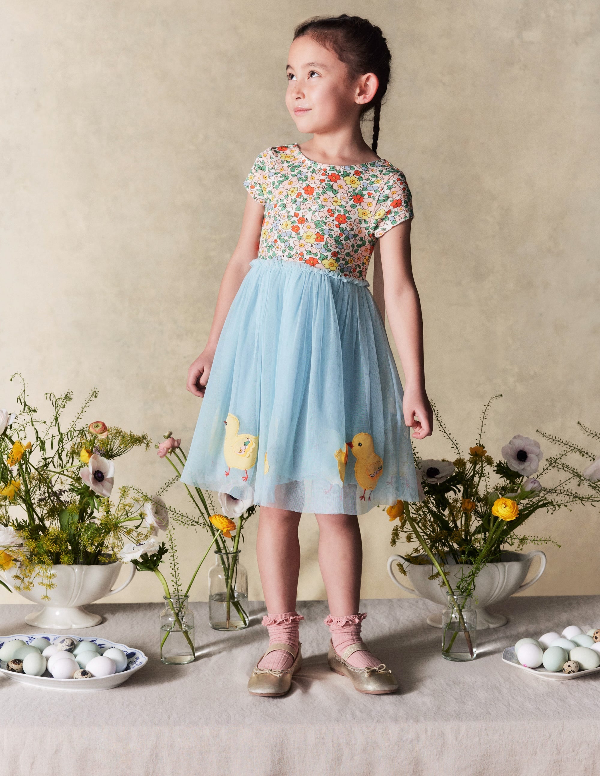 Ami Applique Tulle Dress-Pale Blue Chicks - Image 1