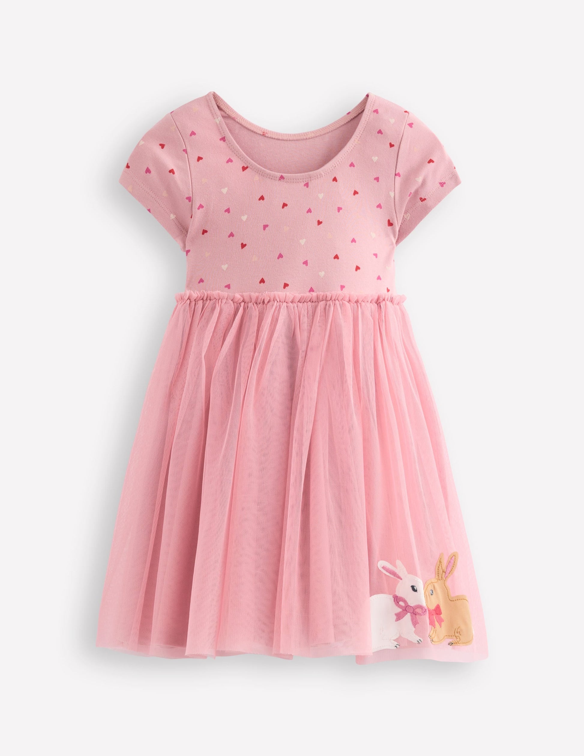 Ami Applique Tulle Dress-Chalk Pink Bunnies-2