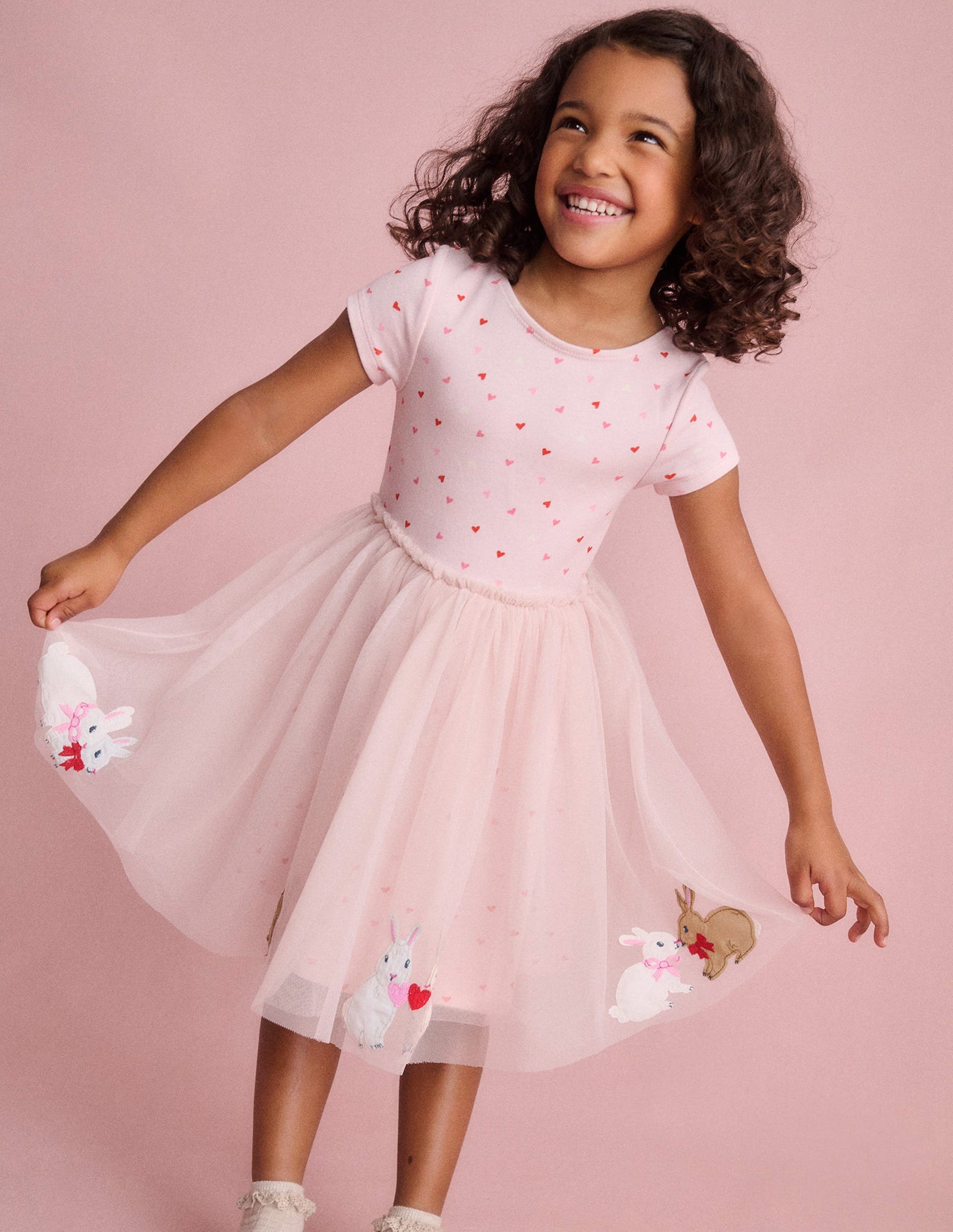 Ami Applique Tulle Dress-Chalk Pink Bunnies-4