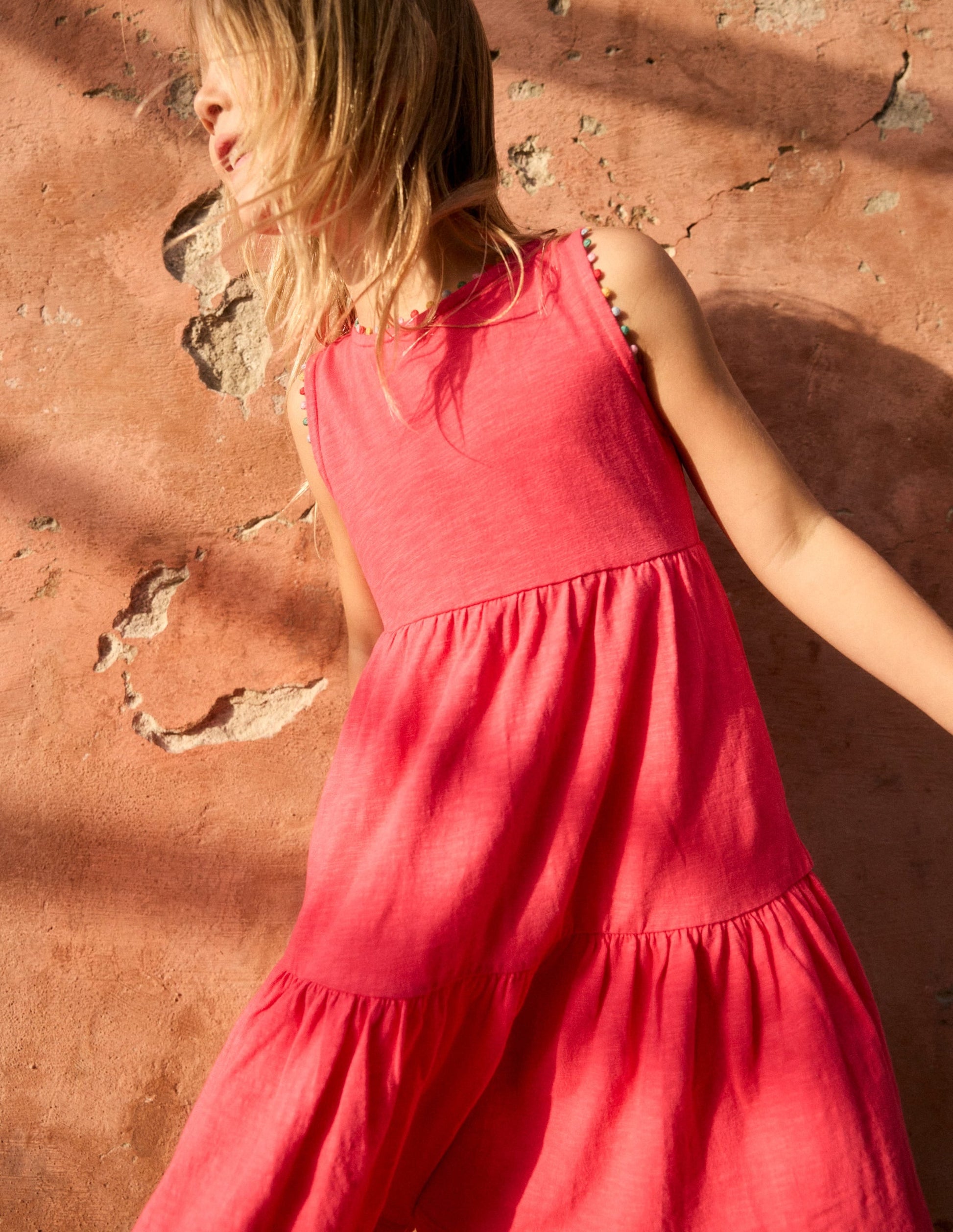 Ali Pom Trim Jersey Dress-Fandango Pink-6