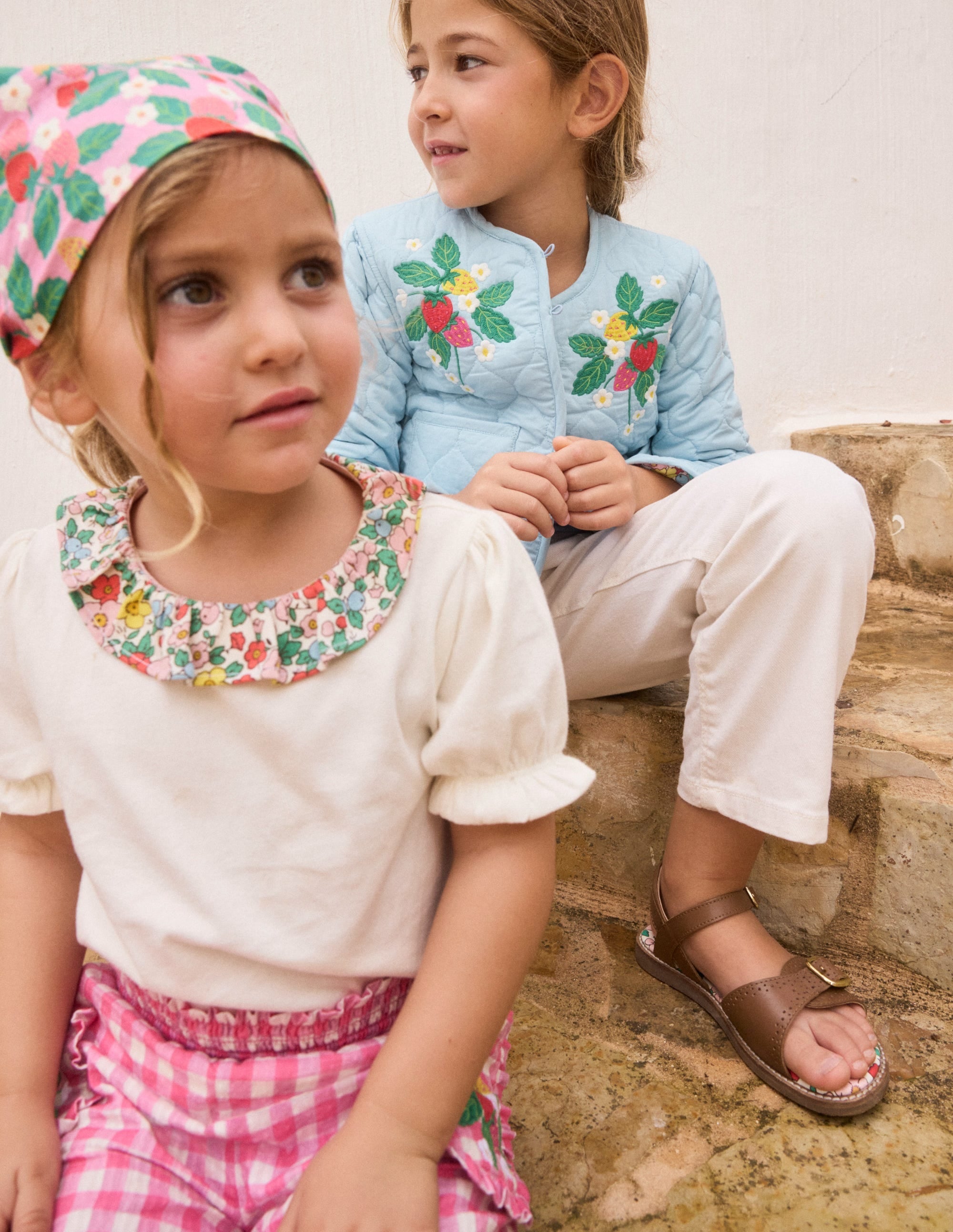 Short Sleeved Collared Top-Ivory Floral - Image 1