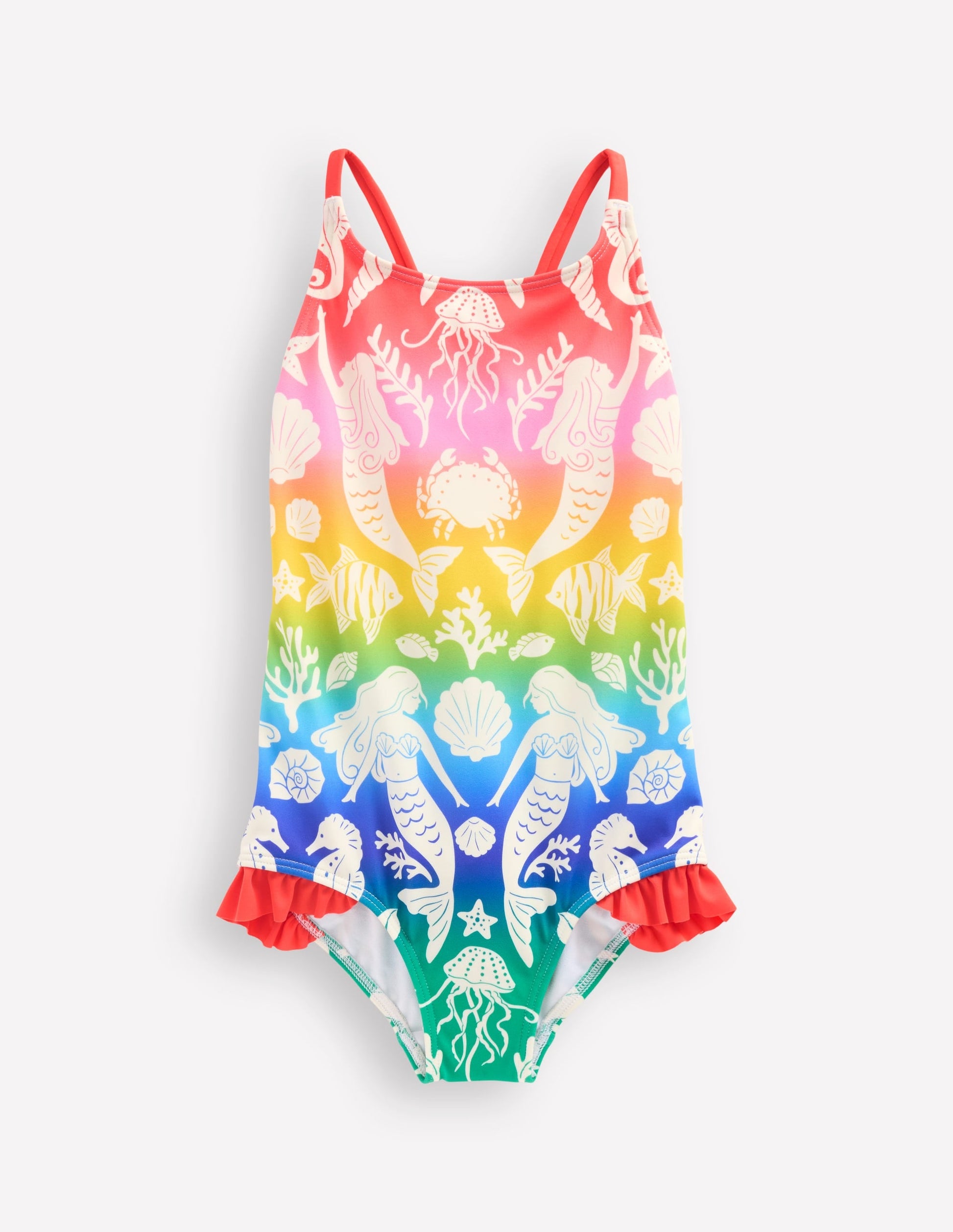 Pretty Cross-Back Swimsuit-Pink Ombre Mermaids-1