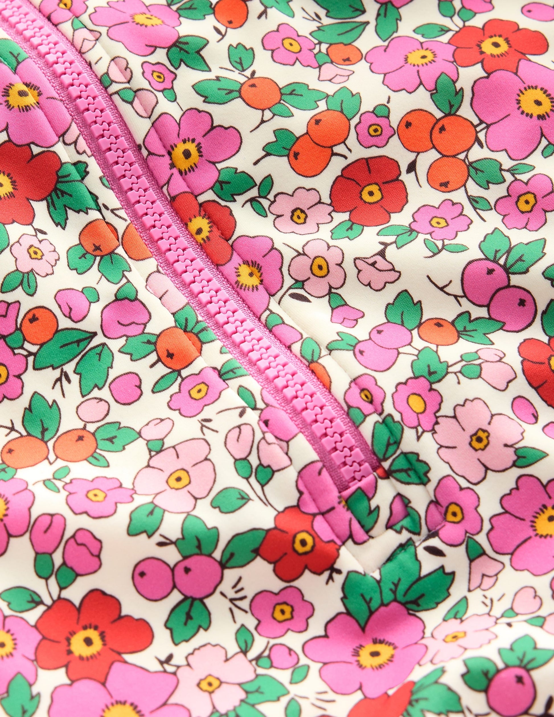 Frill Long Sleeved Swimsuit-Pink Apple Blossom Floral-3