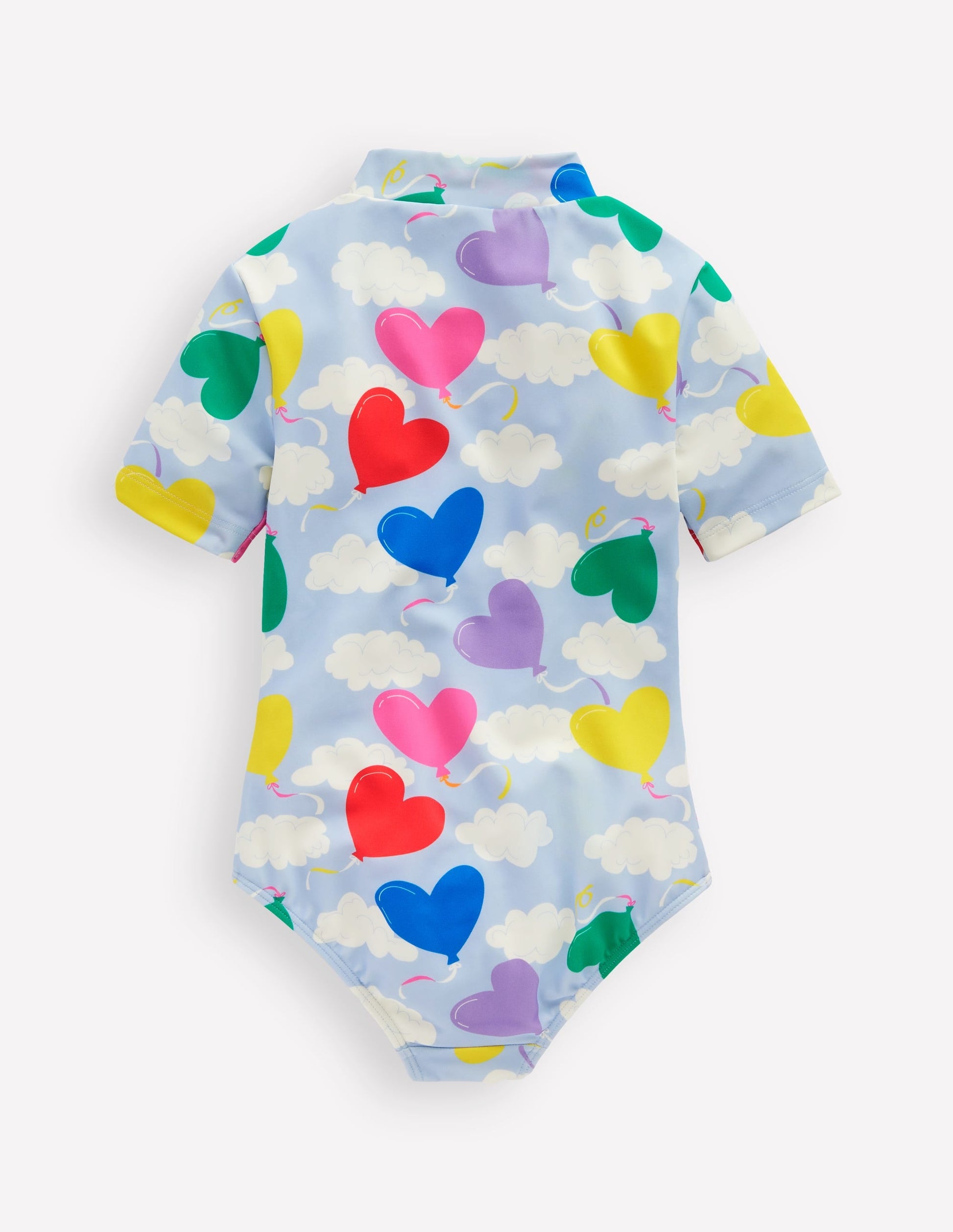 Short-sleeved Swimsuit-Misty Blue Balloon Sky-2