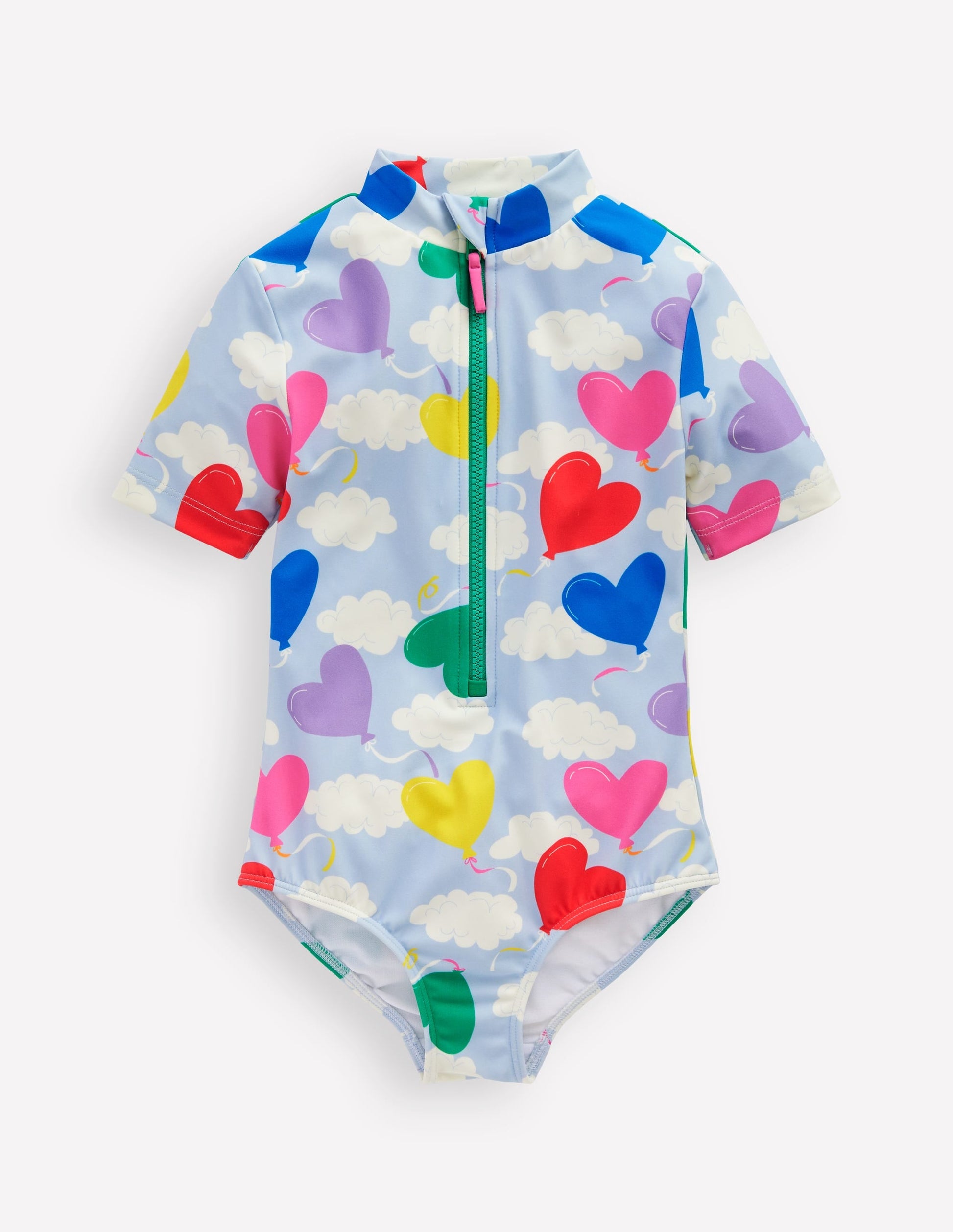 Short-sleeved Swimsuit-Misty Blue Balloon Sky-1