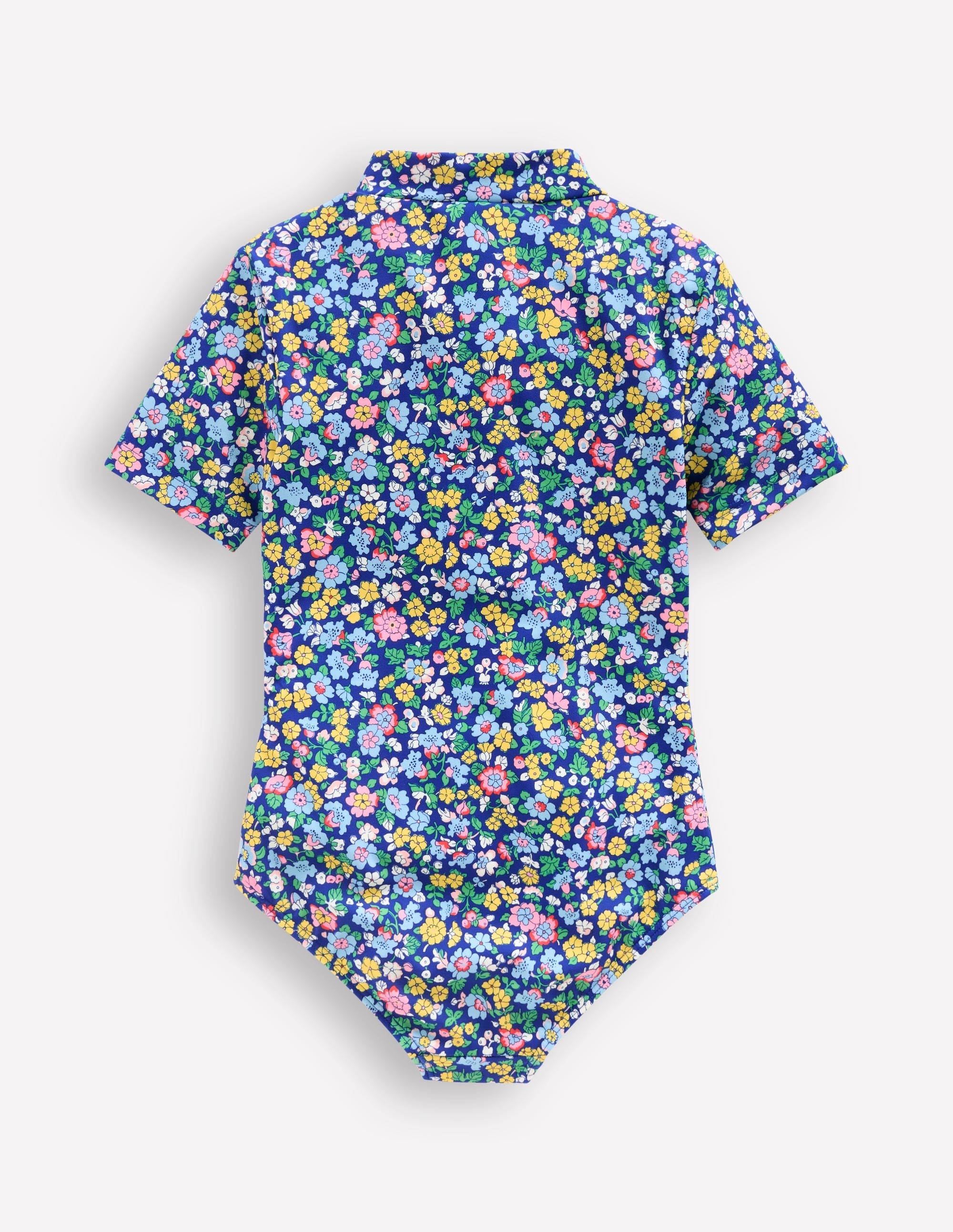 Short-sleeved Swimsuit-Sapphire Blue Nautical Floral - Image 2