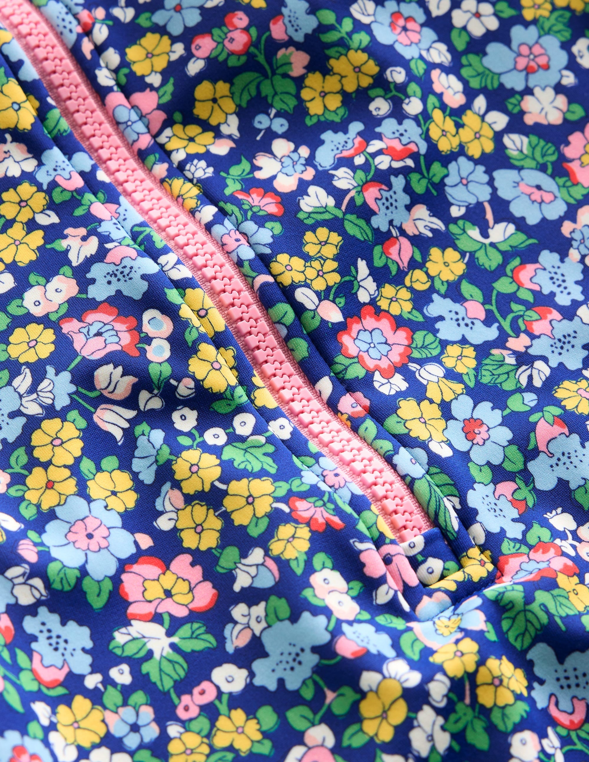 Short-sleeved Swimsuit-Sapphire Blue Nautical Floral - Image 3