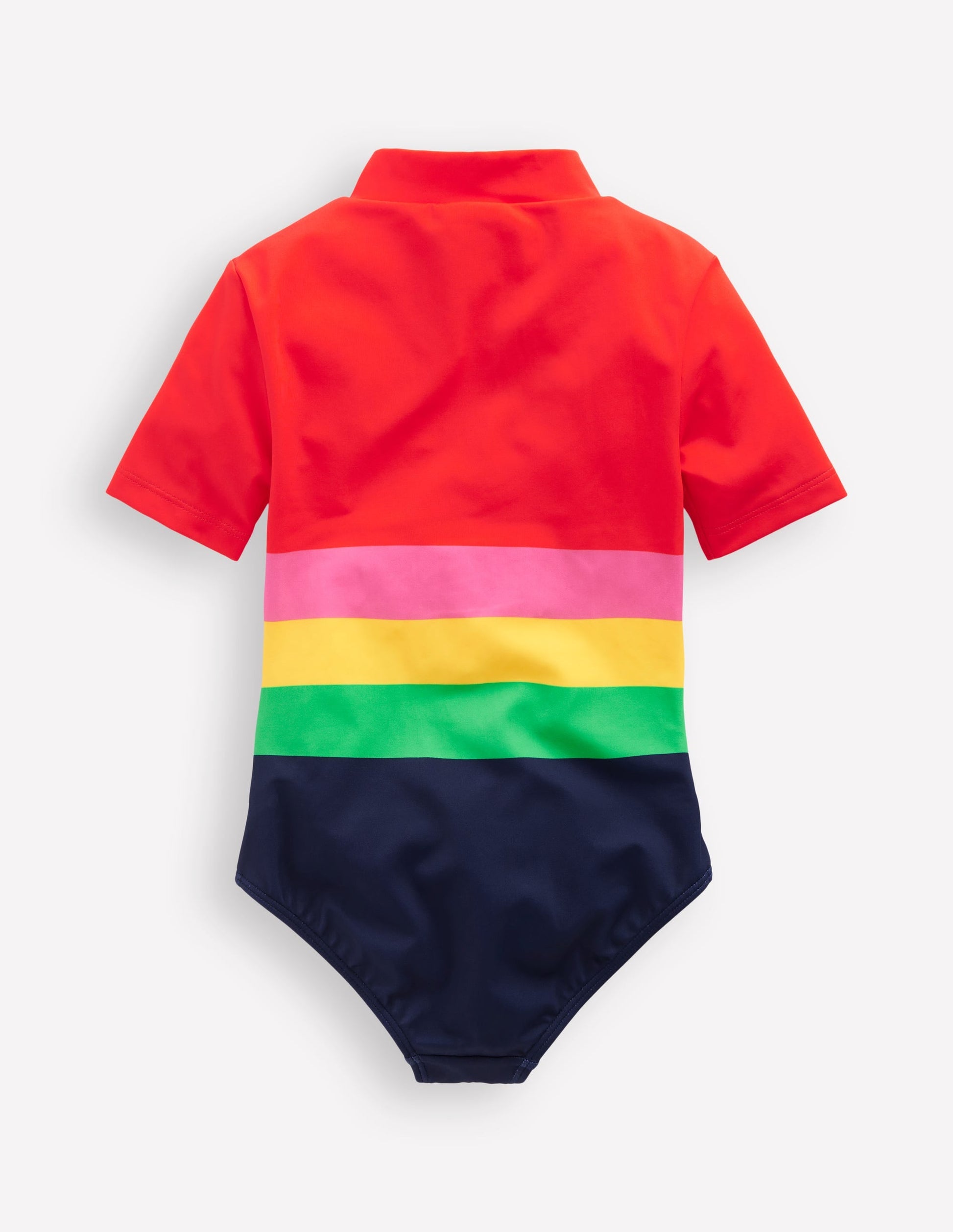 Short-sleeved Swimsuit-Red Multi Stripe-2