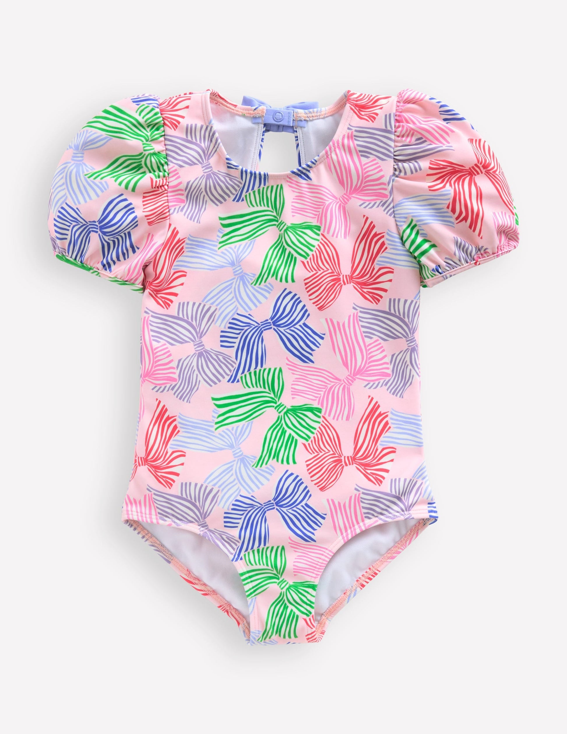 Sandy Puff Sleeve Swimsuit-French Pink Bows-1