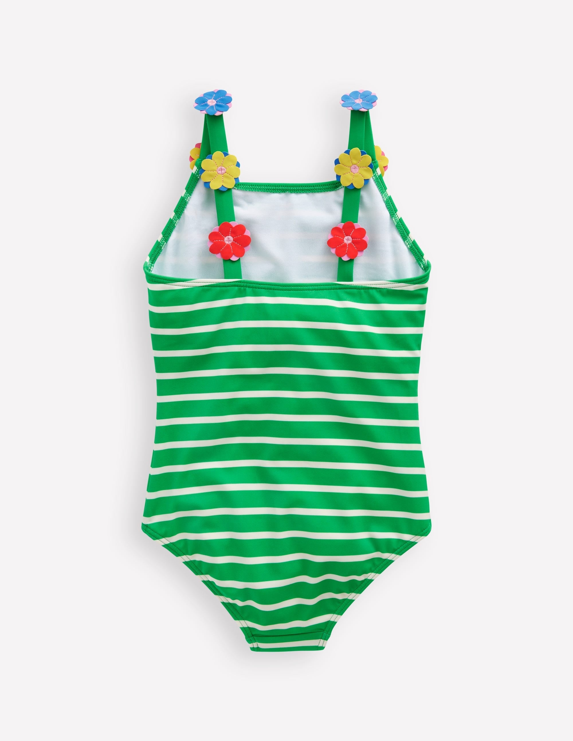 Applique Strap Swimsuit-Sapling Green Stripe Hearts - Image 2