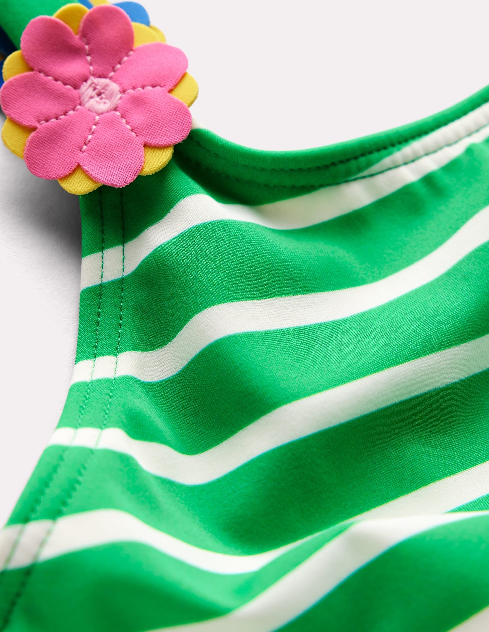 Applique Strap Swimsuit-Sapling Green Stripe Hearts-3